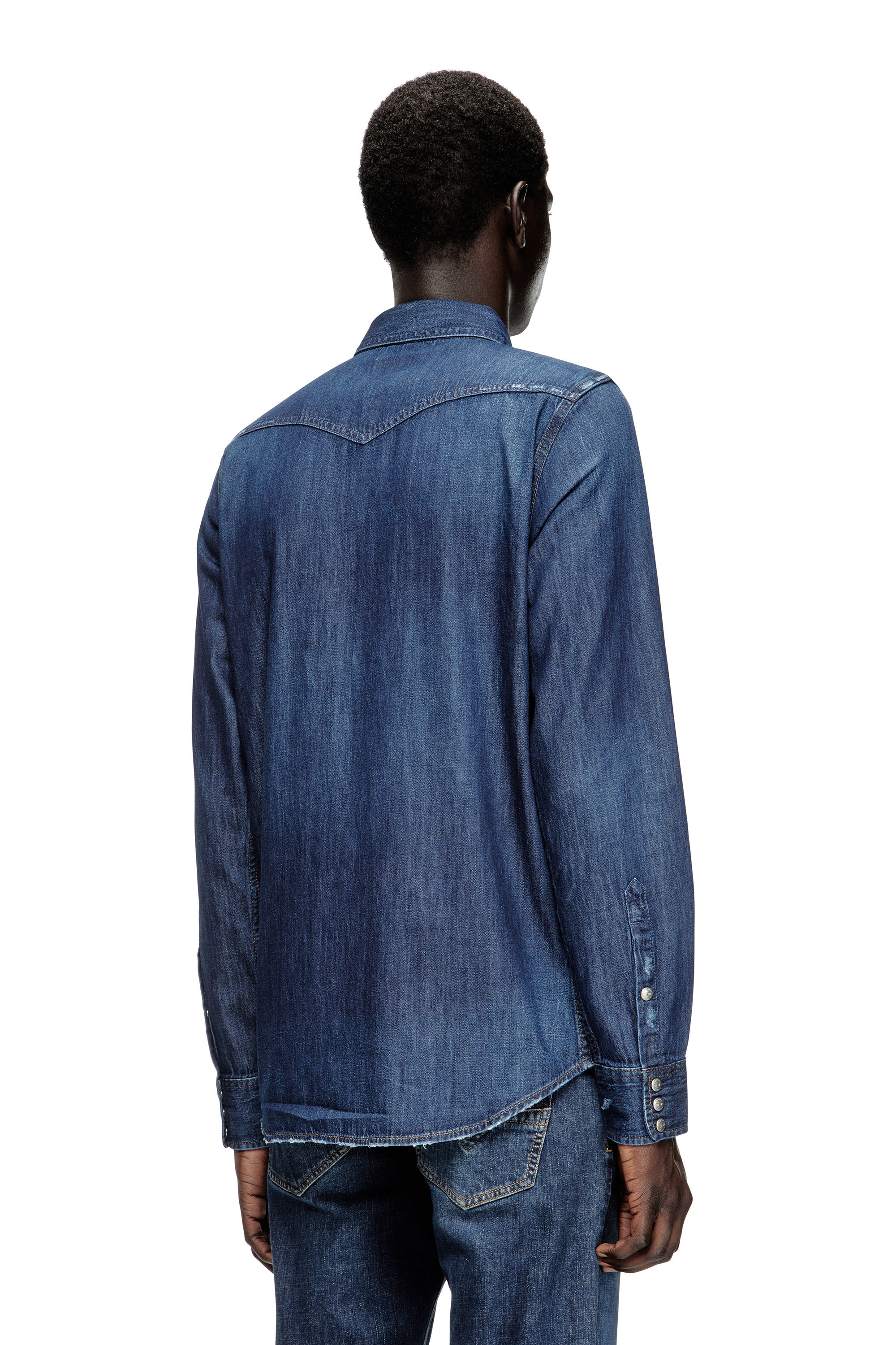 Diesel - D-VEGA, Man's Denim overshirt in Dark Blue - 4