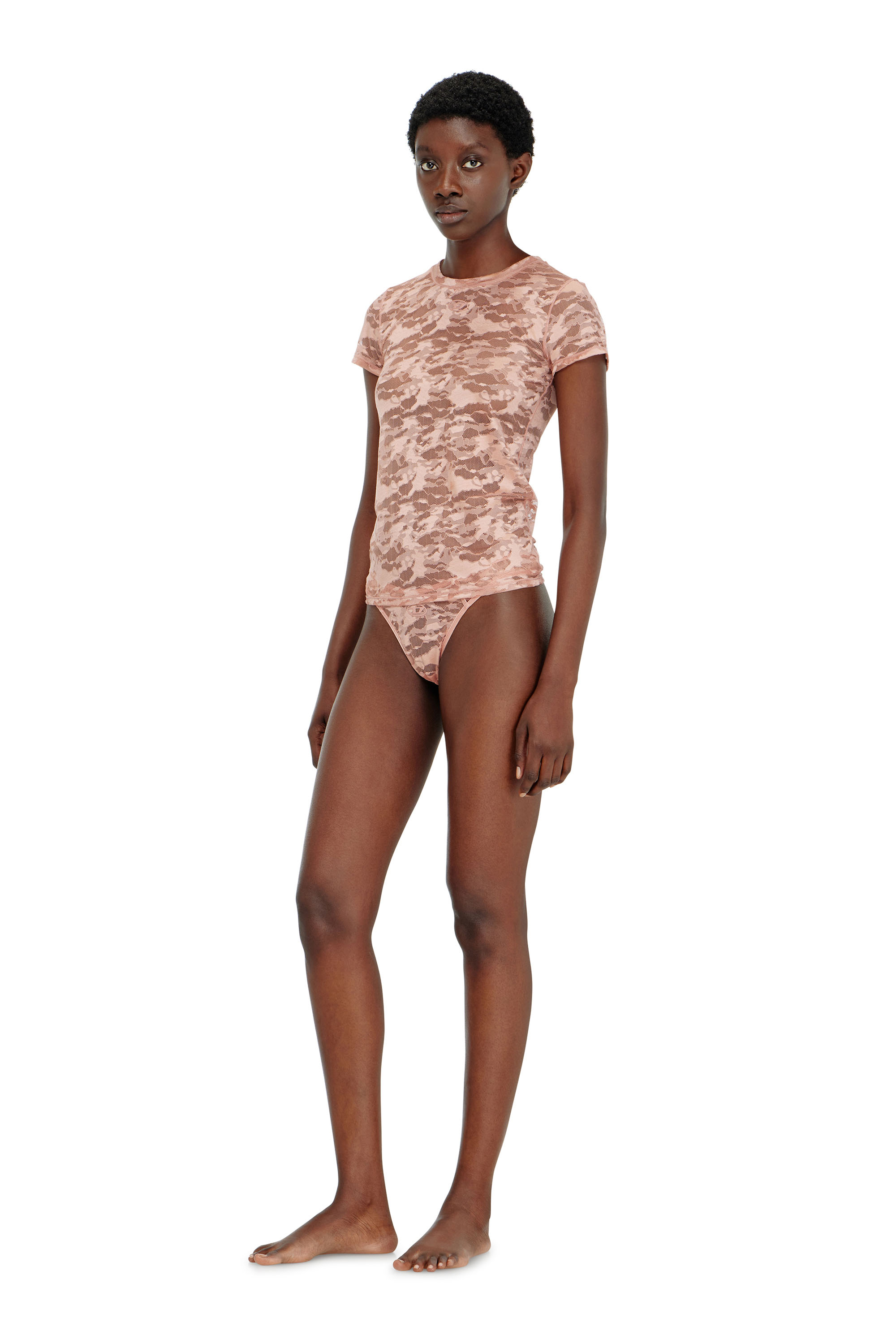 Diesel - KASIA-UTLT, Woman's Camo lace T-shirt in Nude - 3