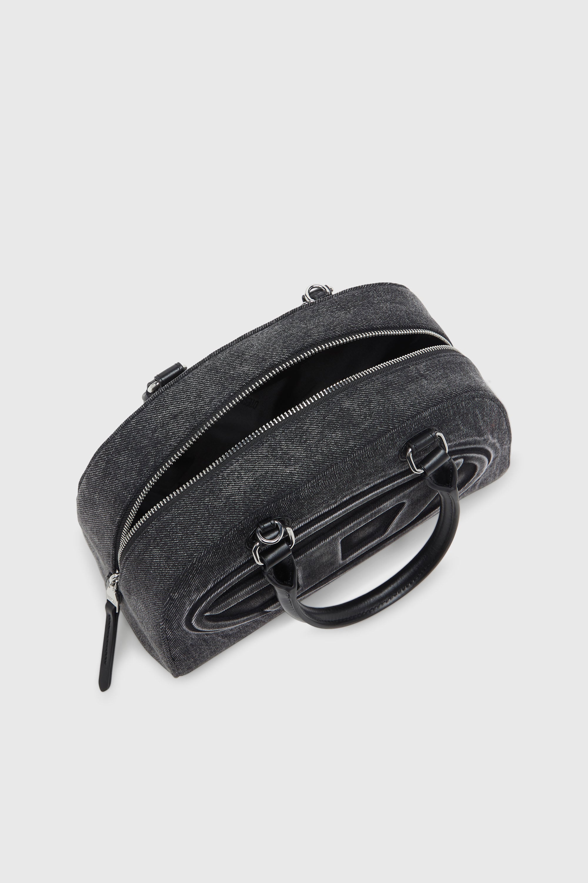 Diesel - 1DR DOME TOP HANDLE, Woman's 1DR Dome-Bowling bag in washed denim in Grey - 4