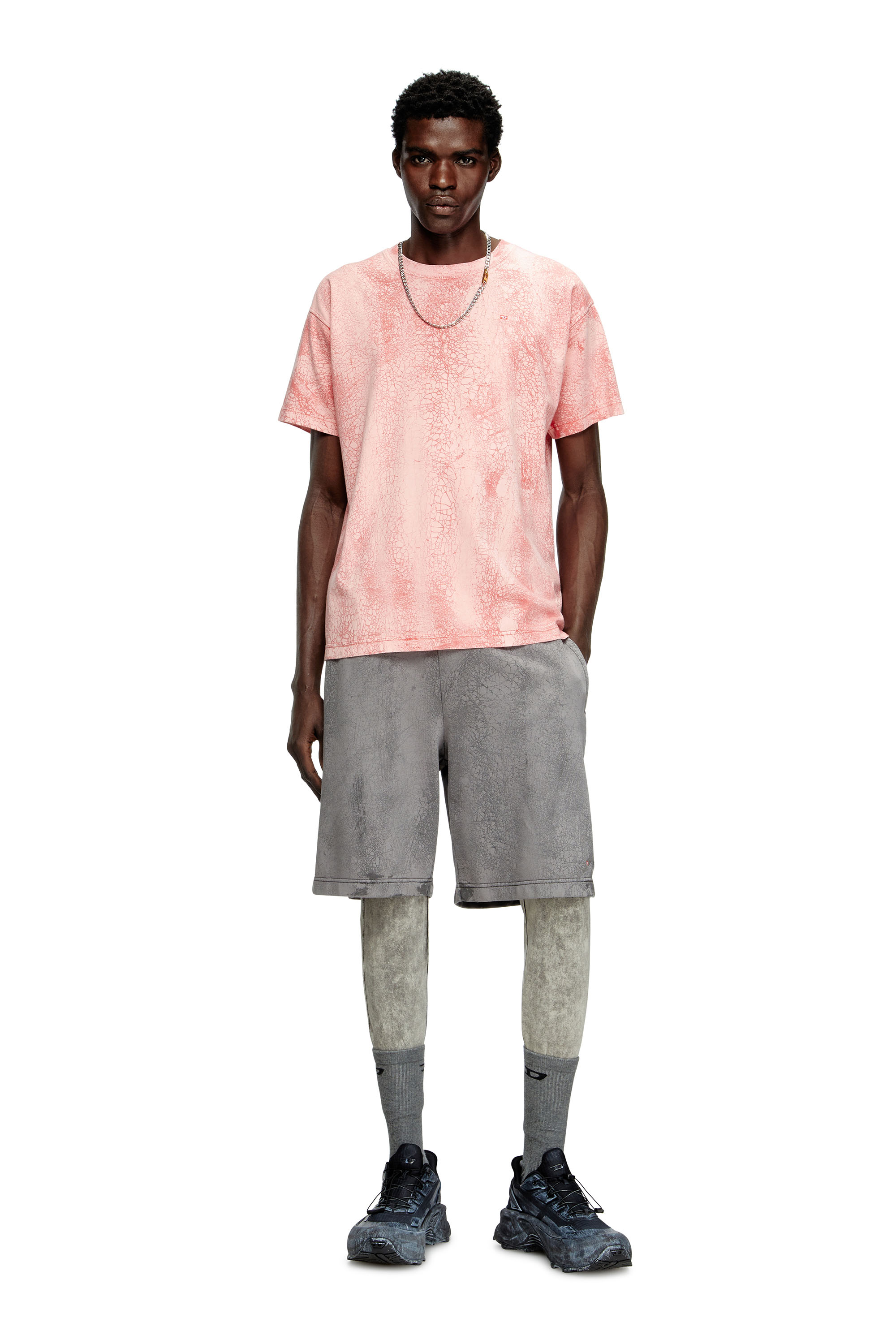 Diesel - T-NORM-T8, Man's T-shirt in waxed jersey in Pink - 2