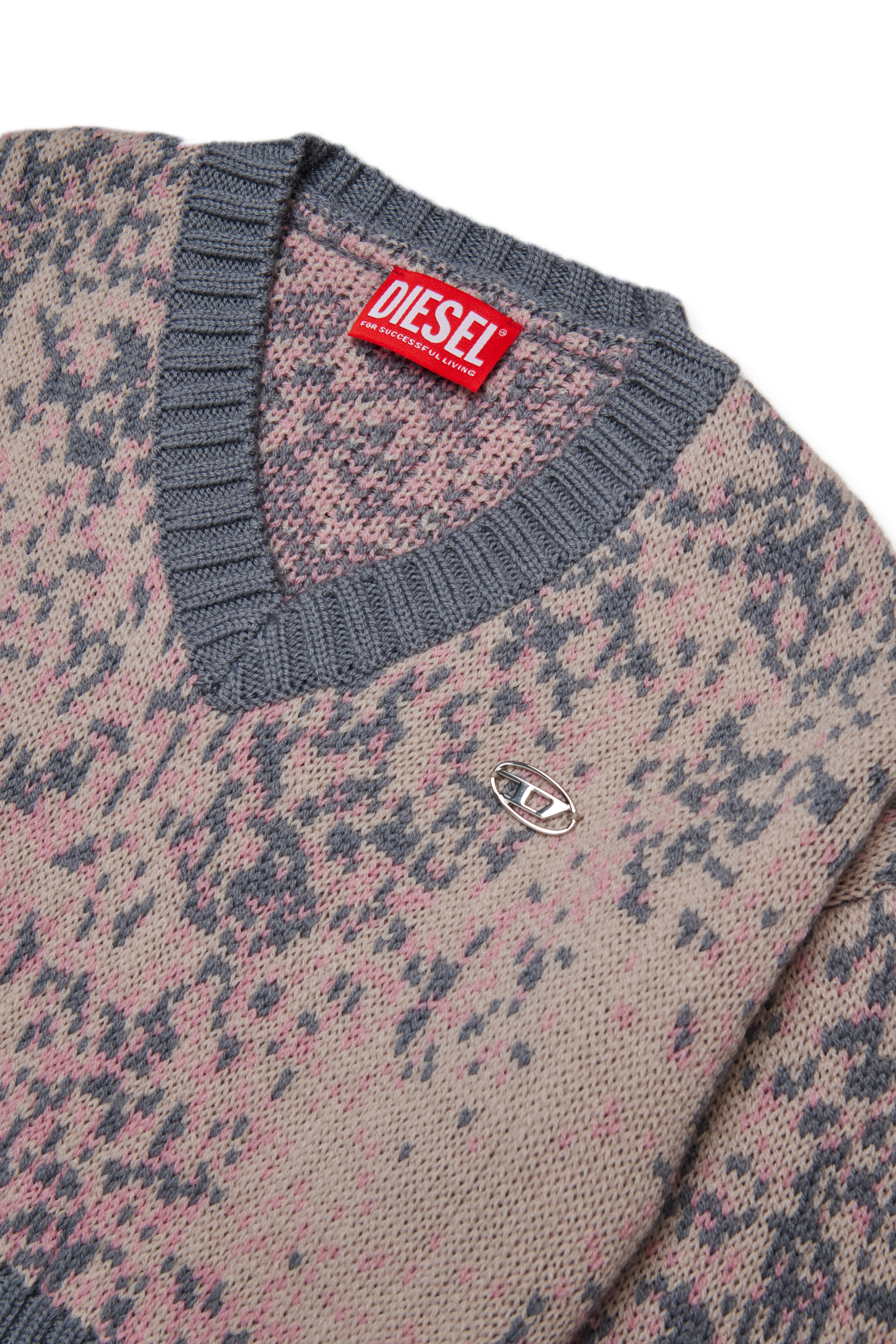 Diesel - KMRENZA, Woman's Wool sweater with V-neck in Pink - 3