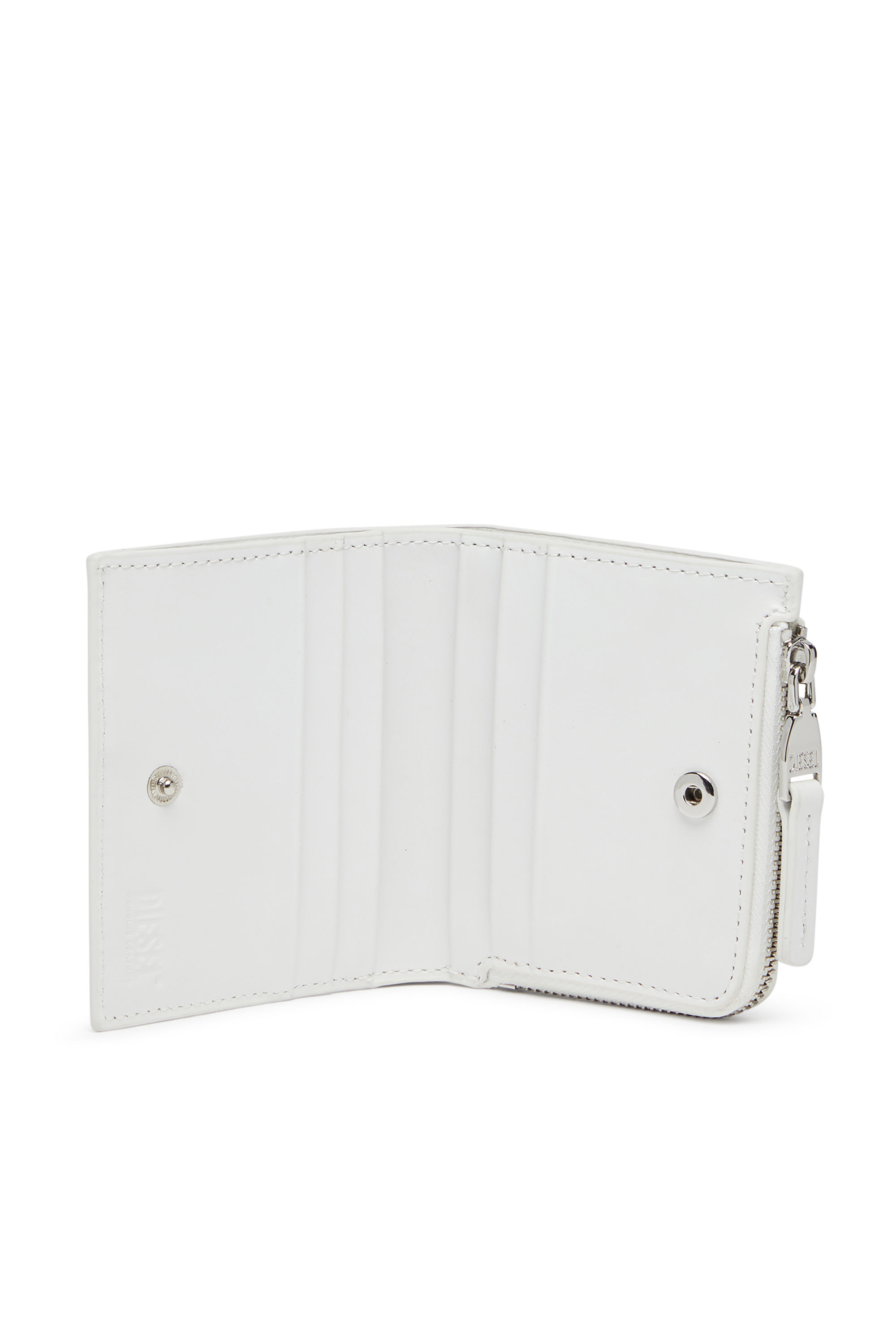 Diesel - 1DR BI FOLD ZIP L, Woman's Bi-fold wallet in leather in White - 3