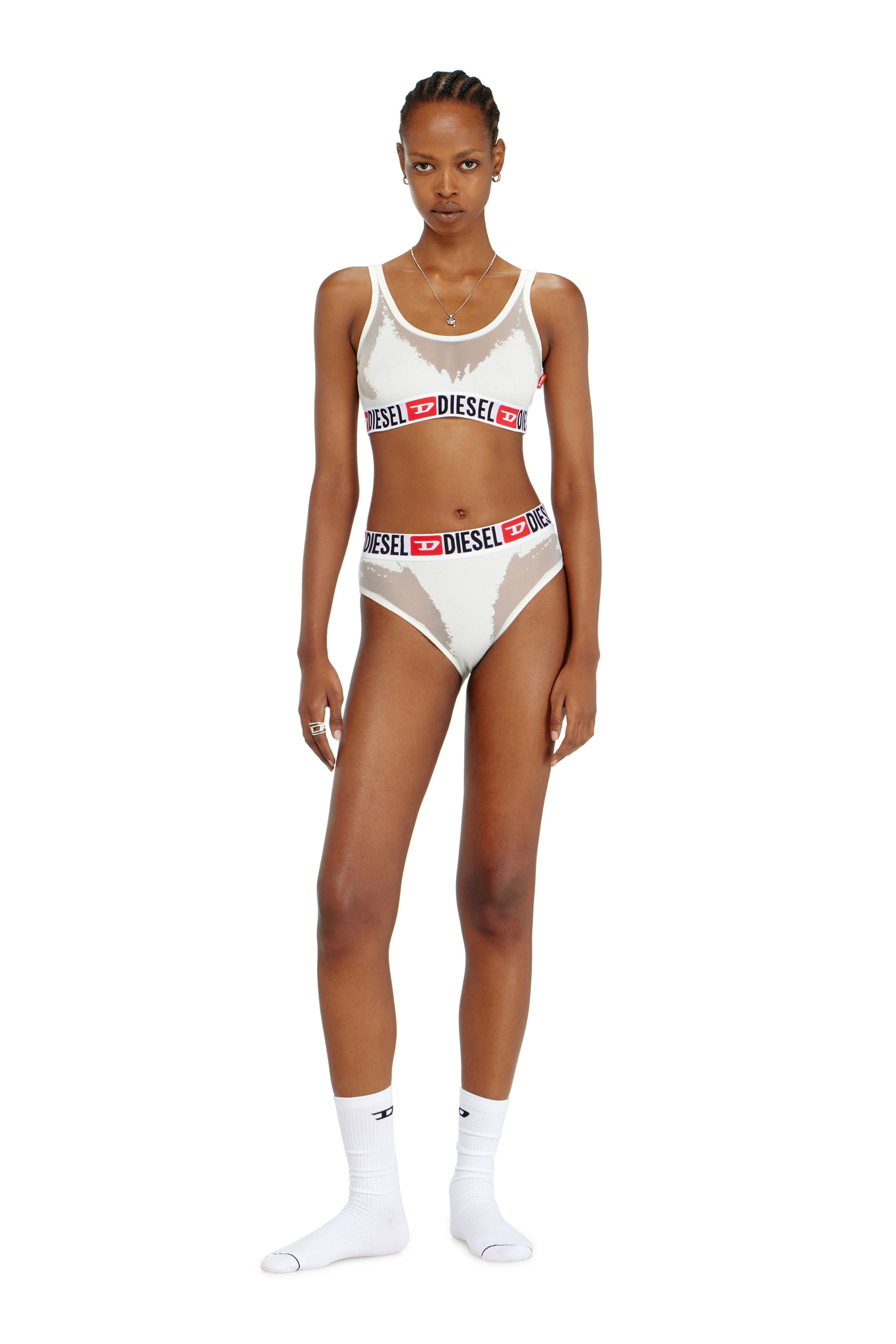 Diesel - PR-ORIBA-D-CORE, Woman's Bralette with sheer devor&eacute; effect in White - 1