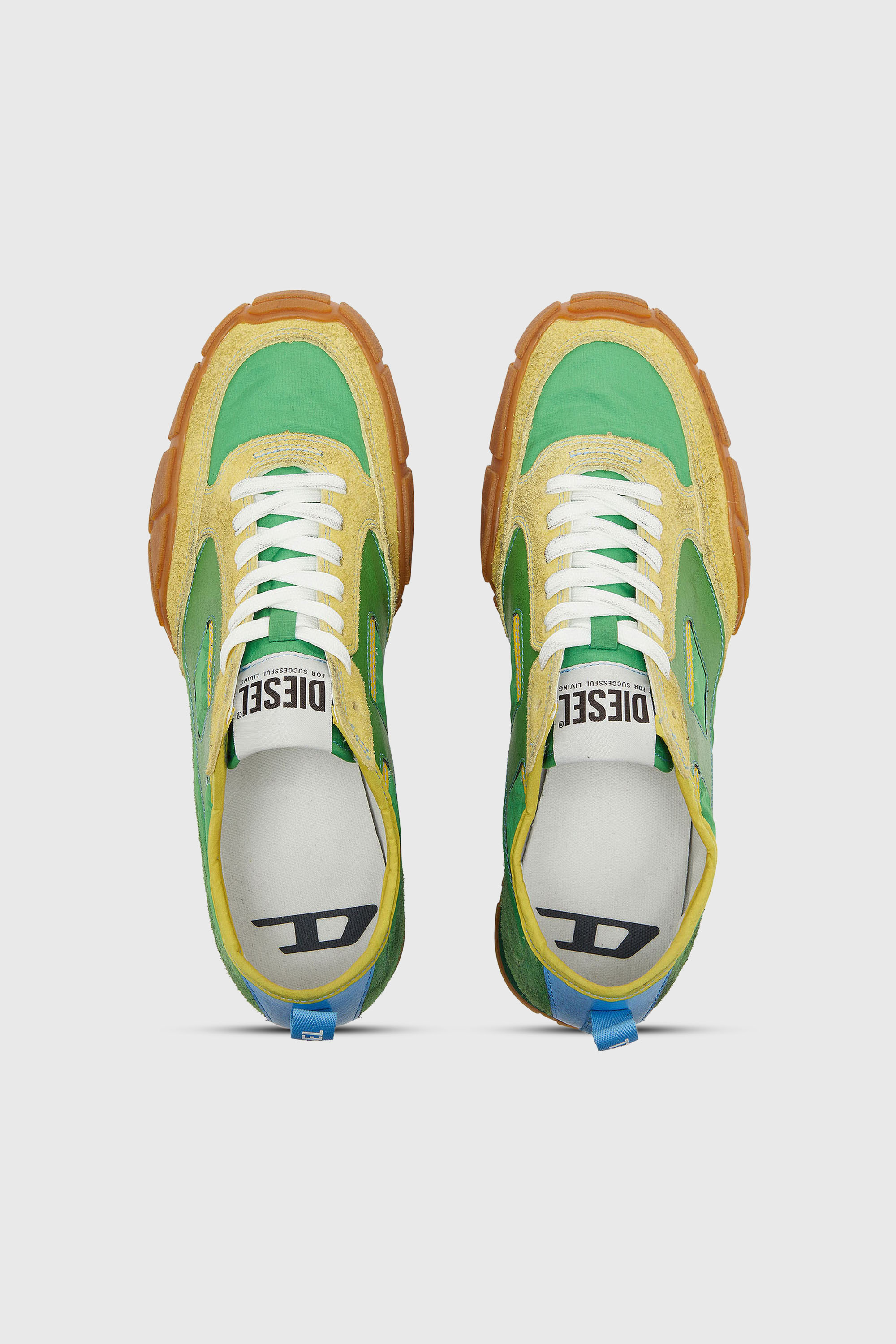 Diesel - S-PAGODHA LOW, Man's S-Pagodha - Sneakers in leather and nylon in Green - 4
