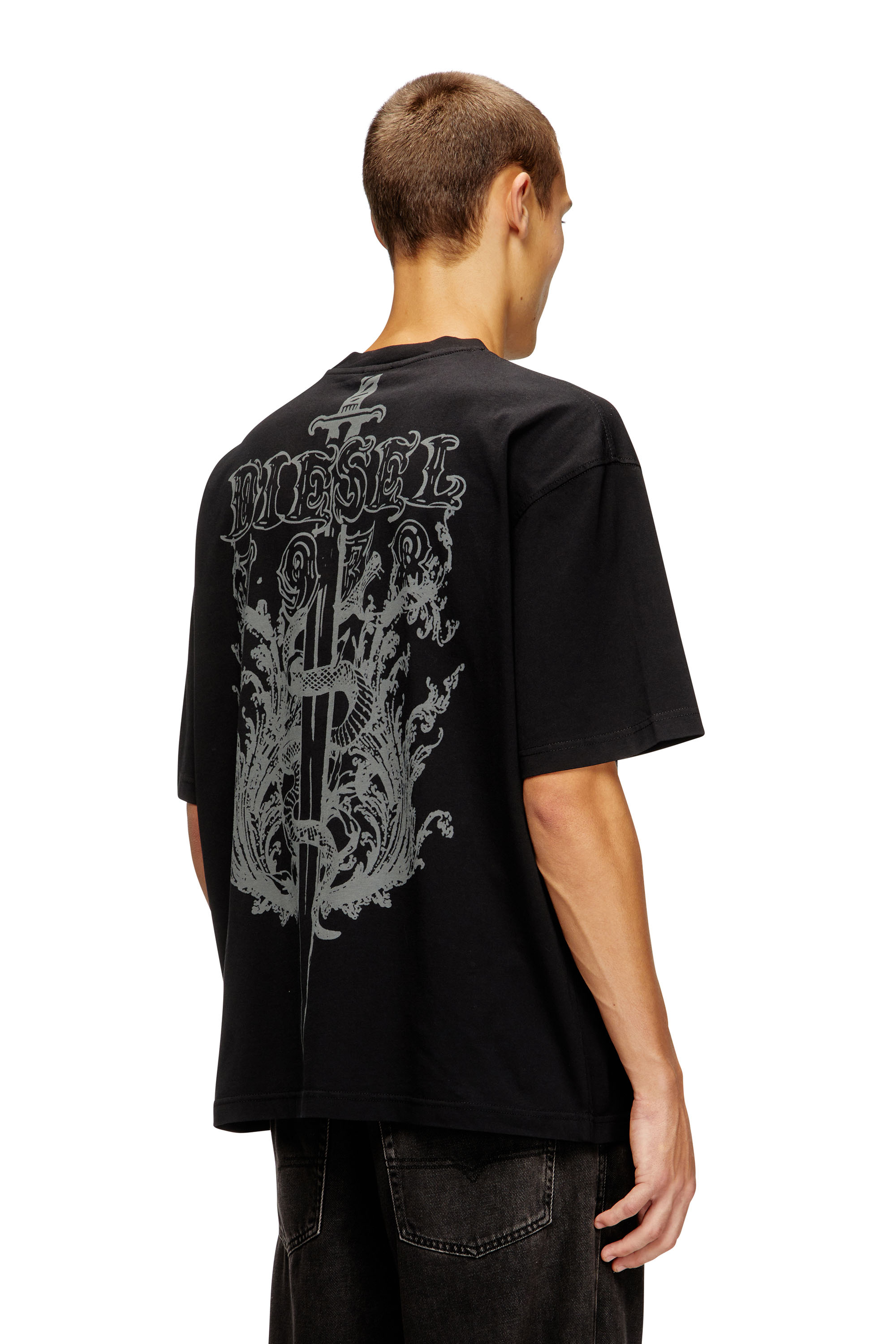 Diesel - T-BOGGY-T5, Man's Loose fit t-shirt with graphic print and logo in Black - 3