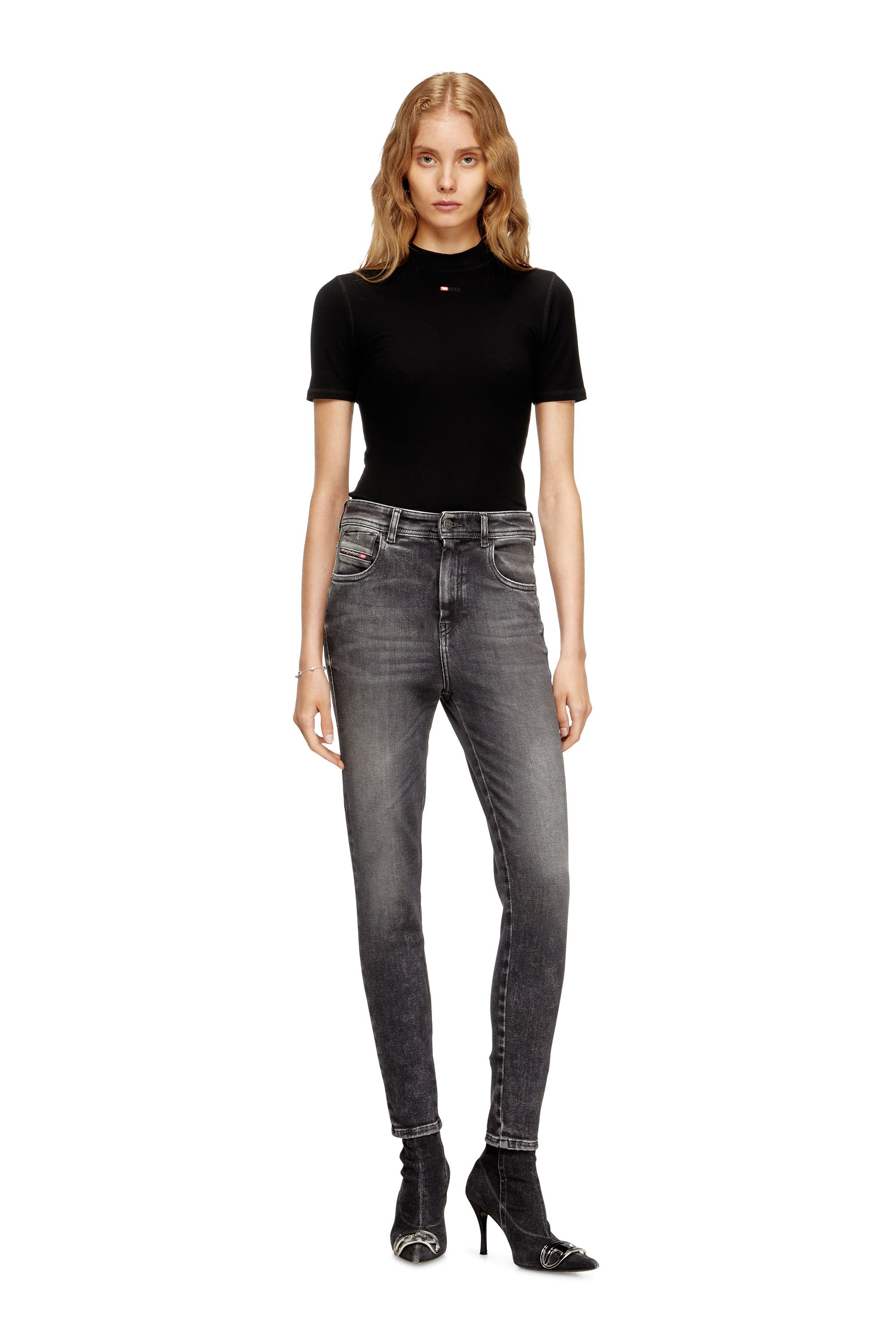 Diesel - Woman's Skinny Jeans 1984 Slandy-High 09L93, Black/Dark grey - 2
