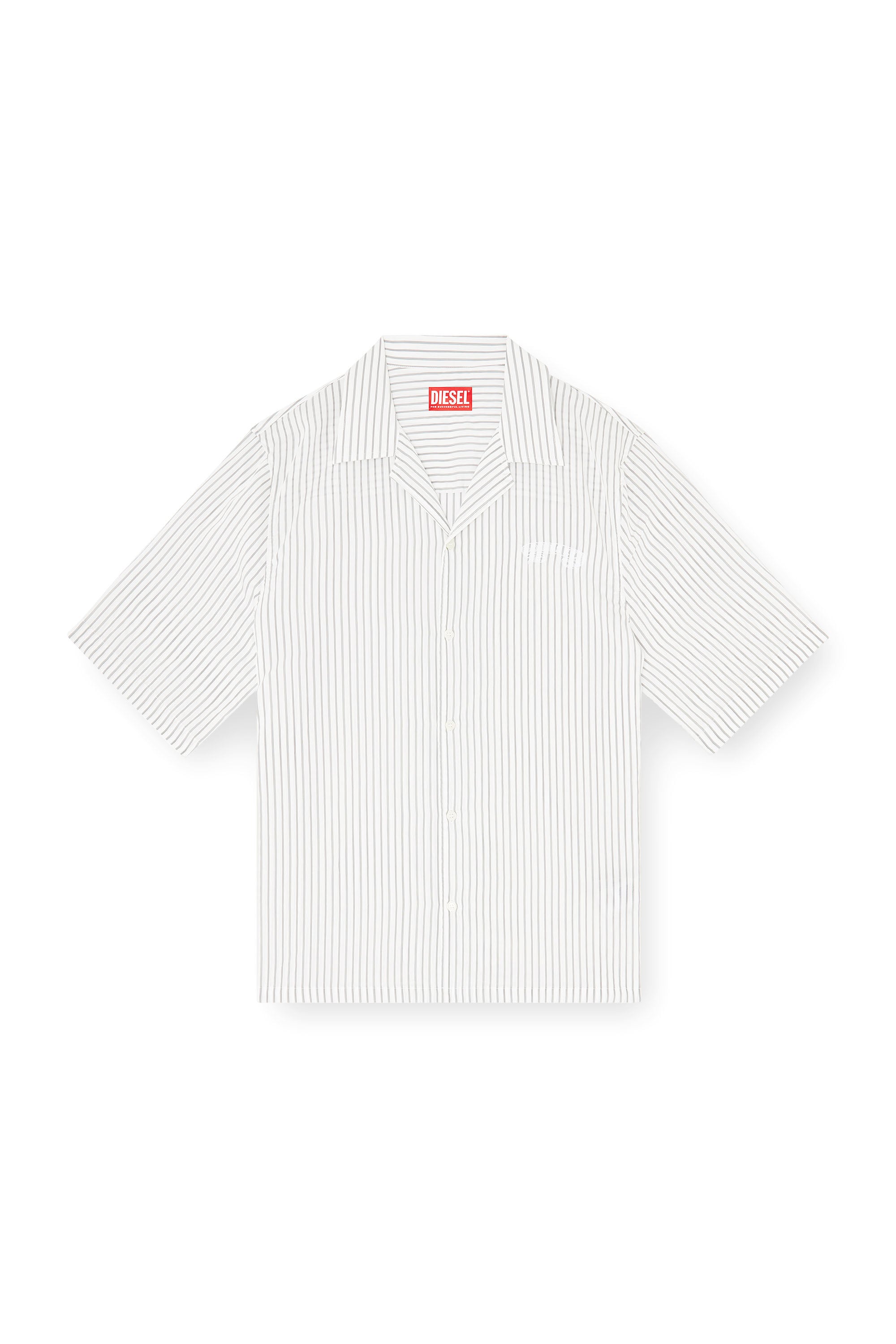 Diesel - S-MAC-EFBV, Man's Half-sleeve shirt in pinstripe modal in White/Grey - 3