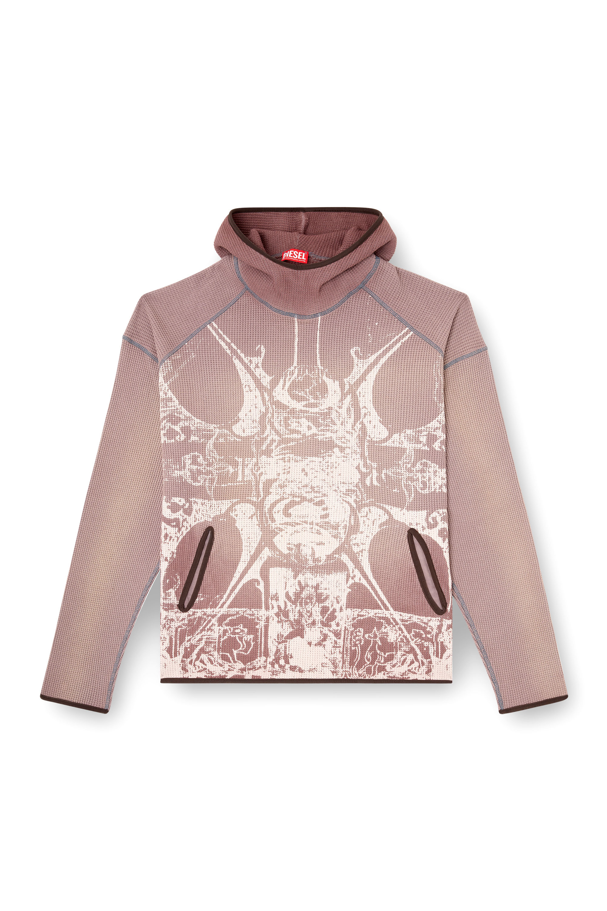 Diesel - S-WAF-HOOD-NEW, Man's Faded waffle hoodie with graphic print in Violet - 2