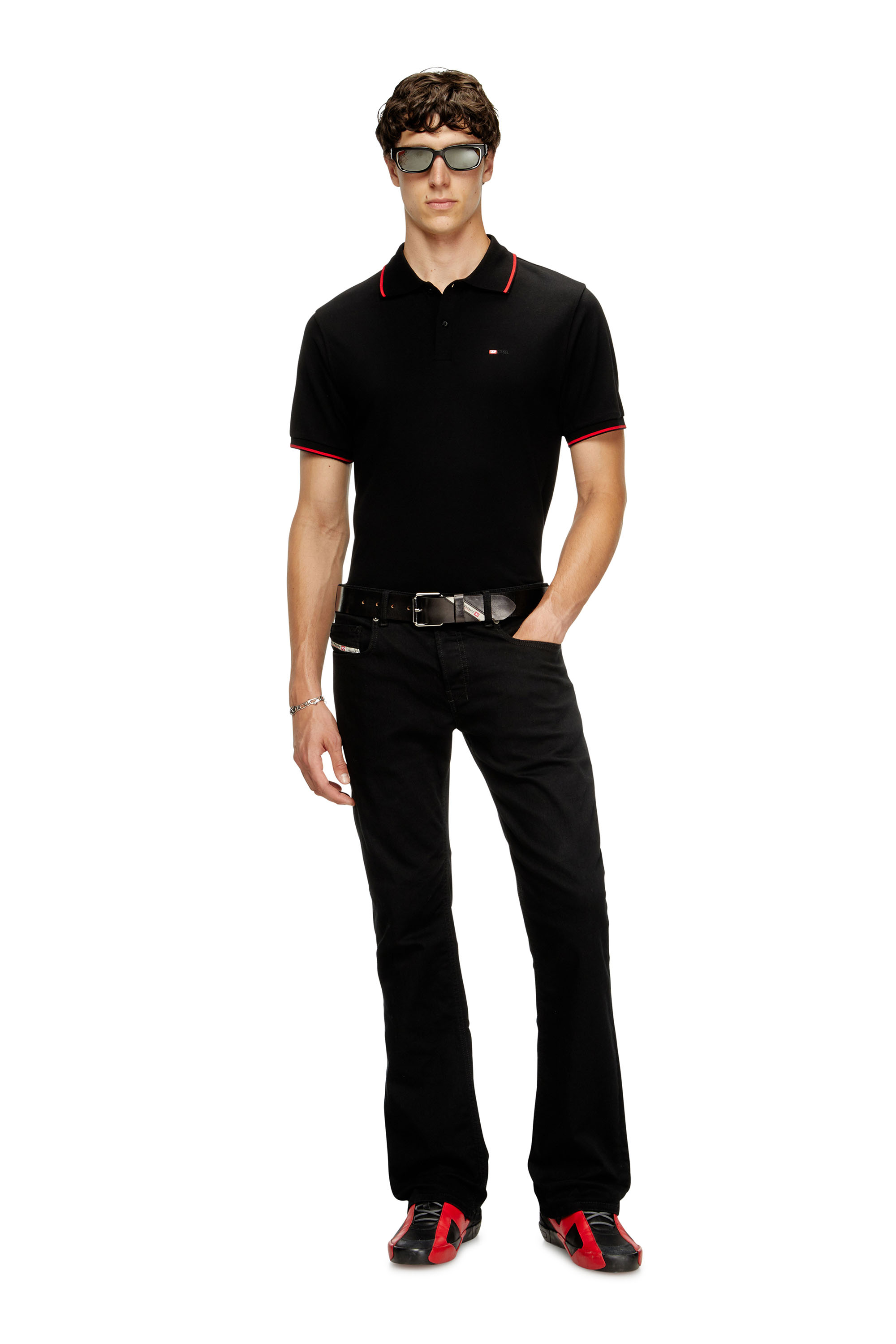 Diesel - T-FERRY-MICRODIV, Man's Polo shirt with micro Diesel embroidery in Black - 2