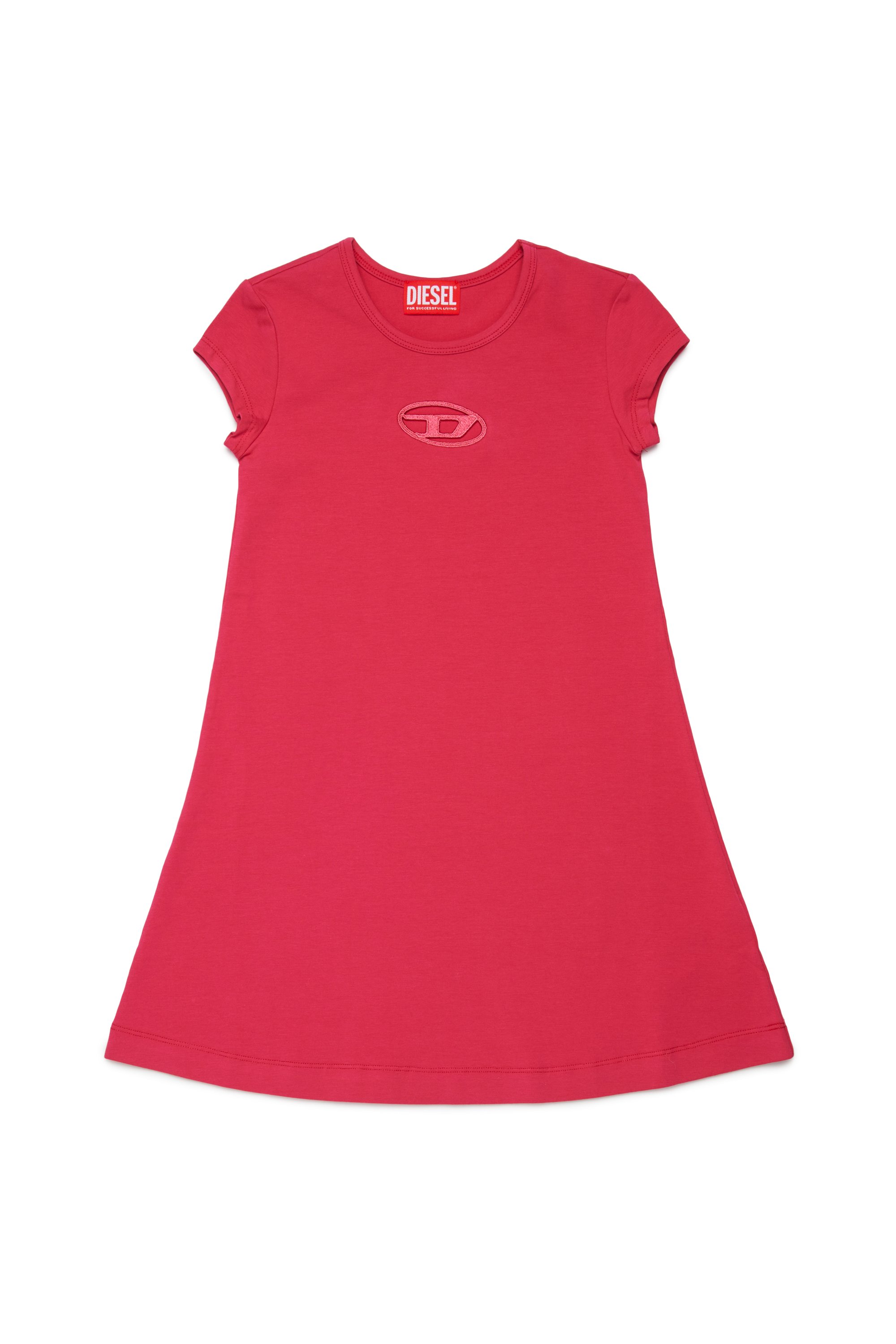 Diesel - DANGIELAM, Woman's T-shirt dress with cut-out Oval D logo in Pink - 1