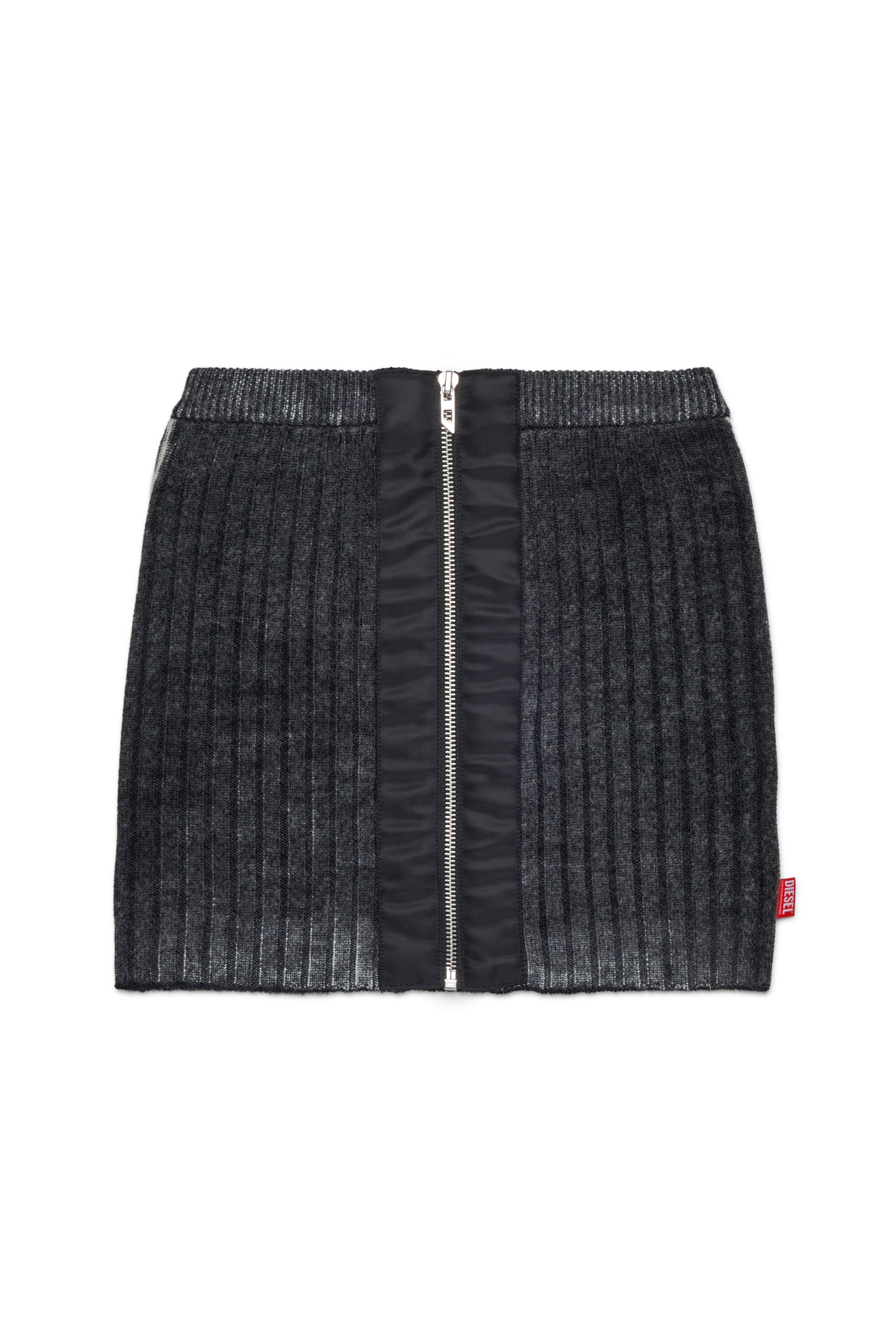 Diesel - GMASI, Woman's Wool skirt with central zipper in Black - 1