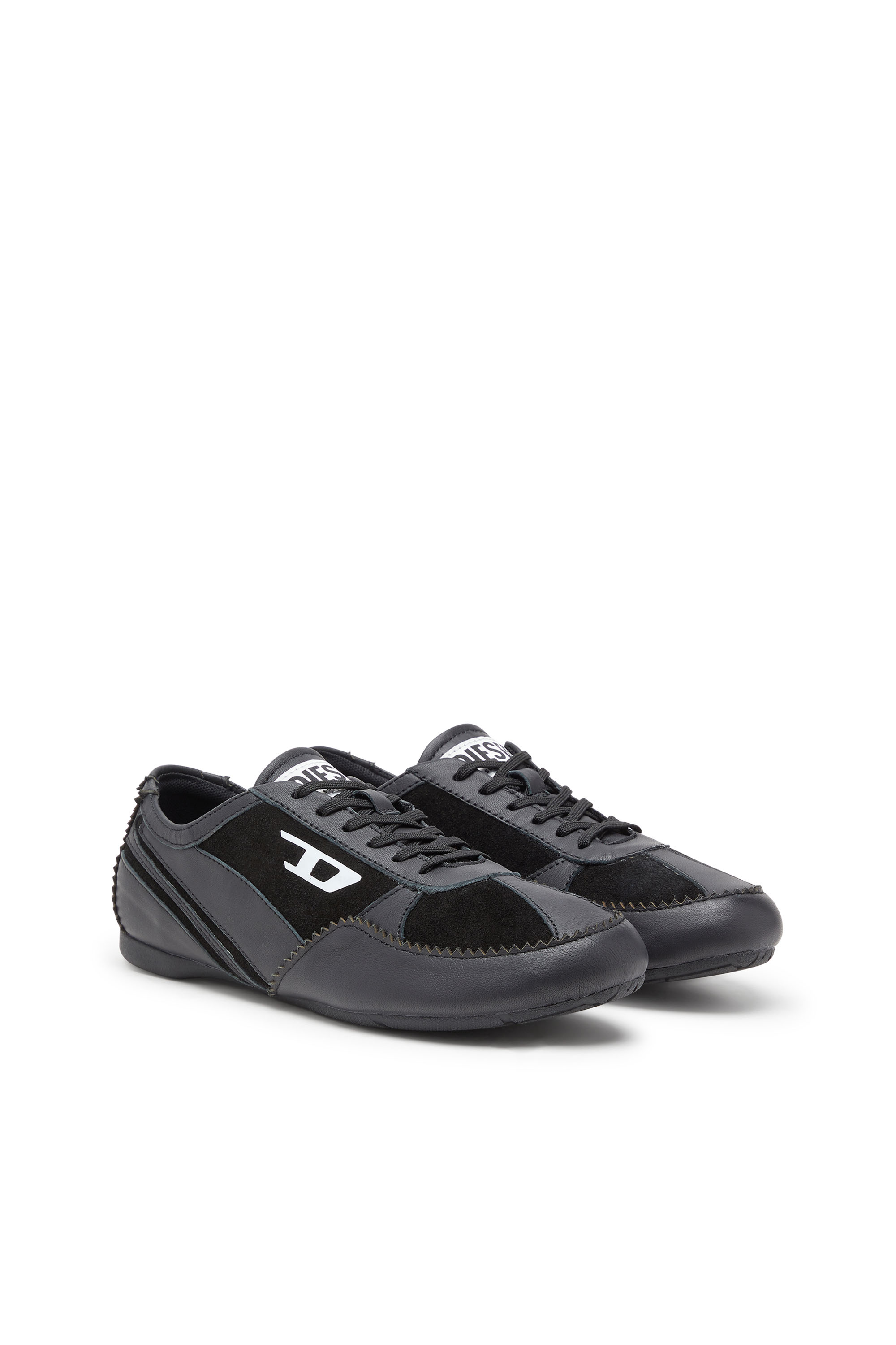 Diesel - D-MILE LOW W, Woman's D-Mile-Flat sneakers in leather and suede in Black - 2