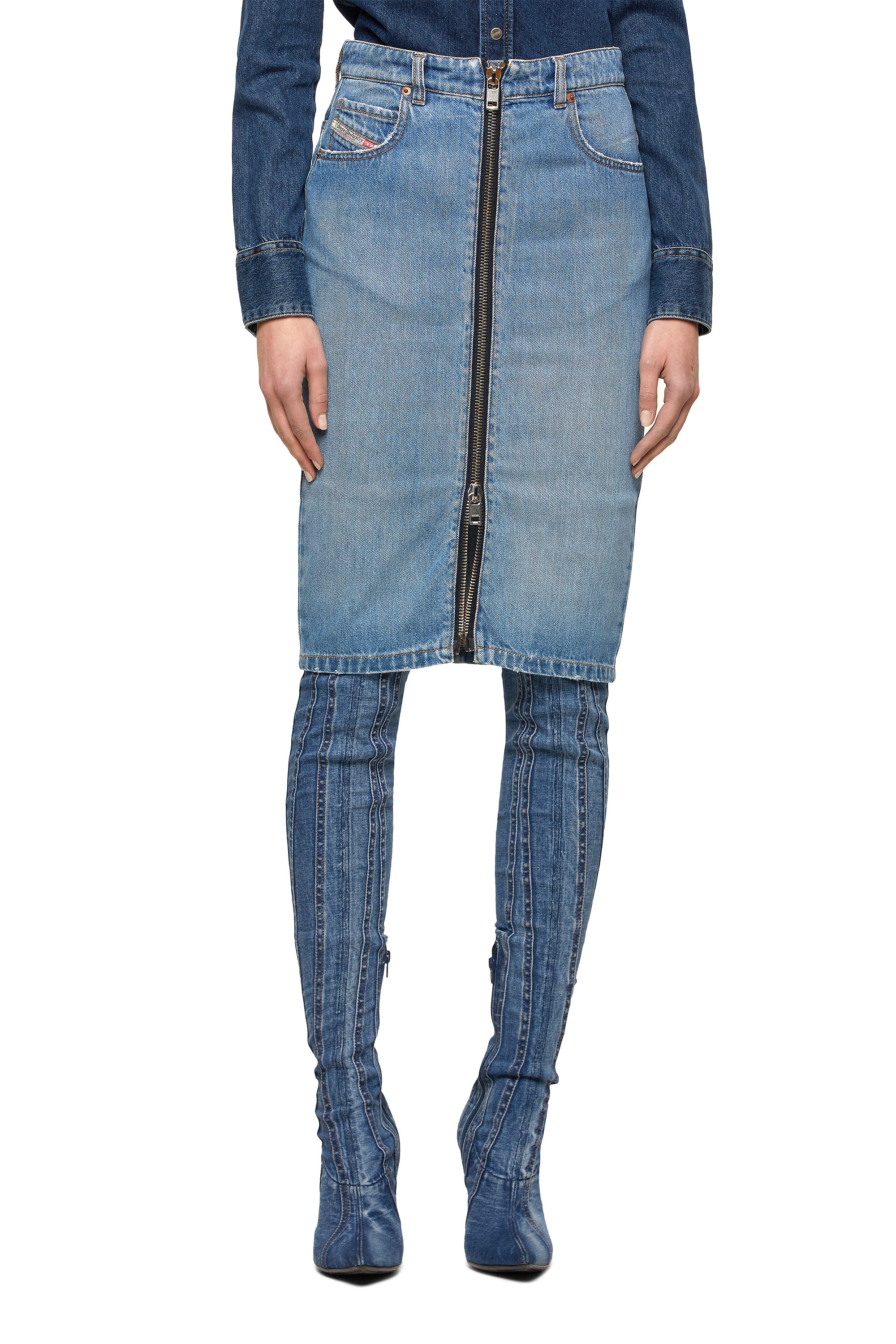 DE-PENCIL-ZIP, Light Blue - Skirts