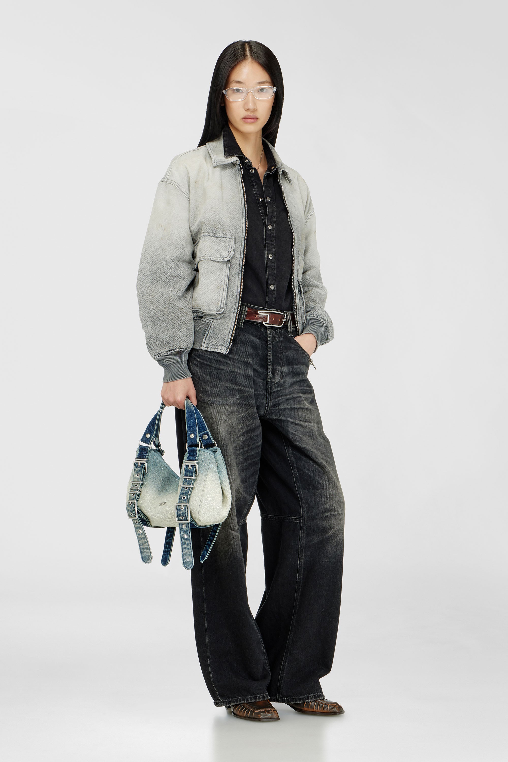 D-One-Small top-handle bag in crystal solarised denim
