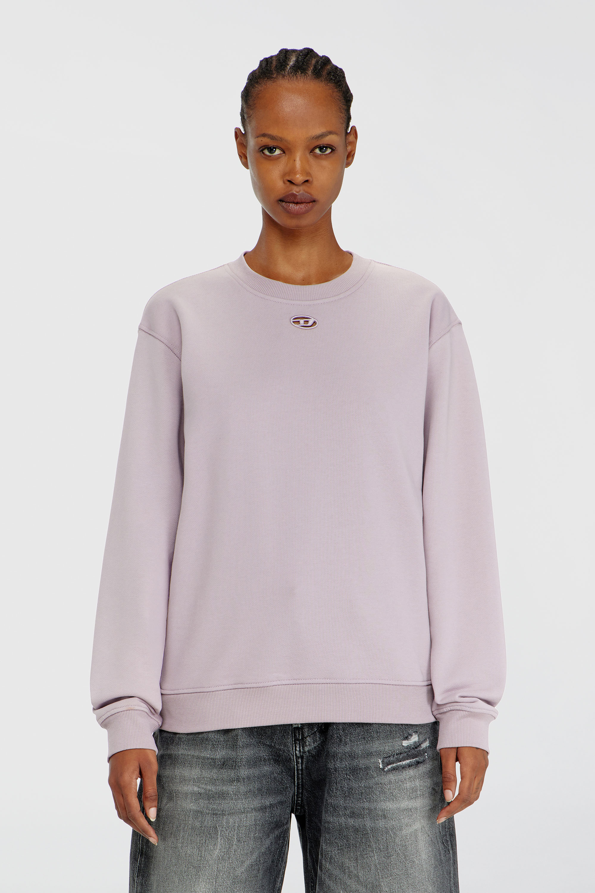 Diesel - F-NORMY-OD, Woman's Cotton sweatshirt with Oval D embroidery in Lilac - 3