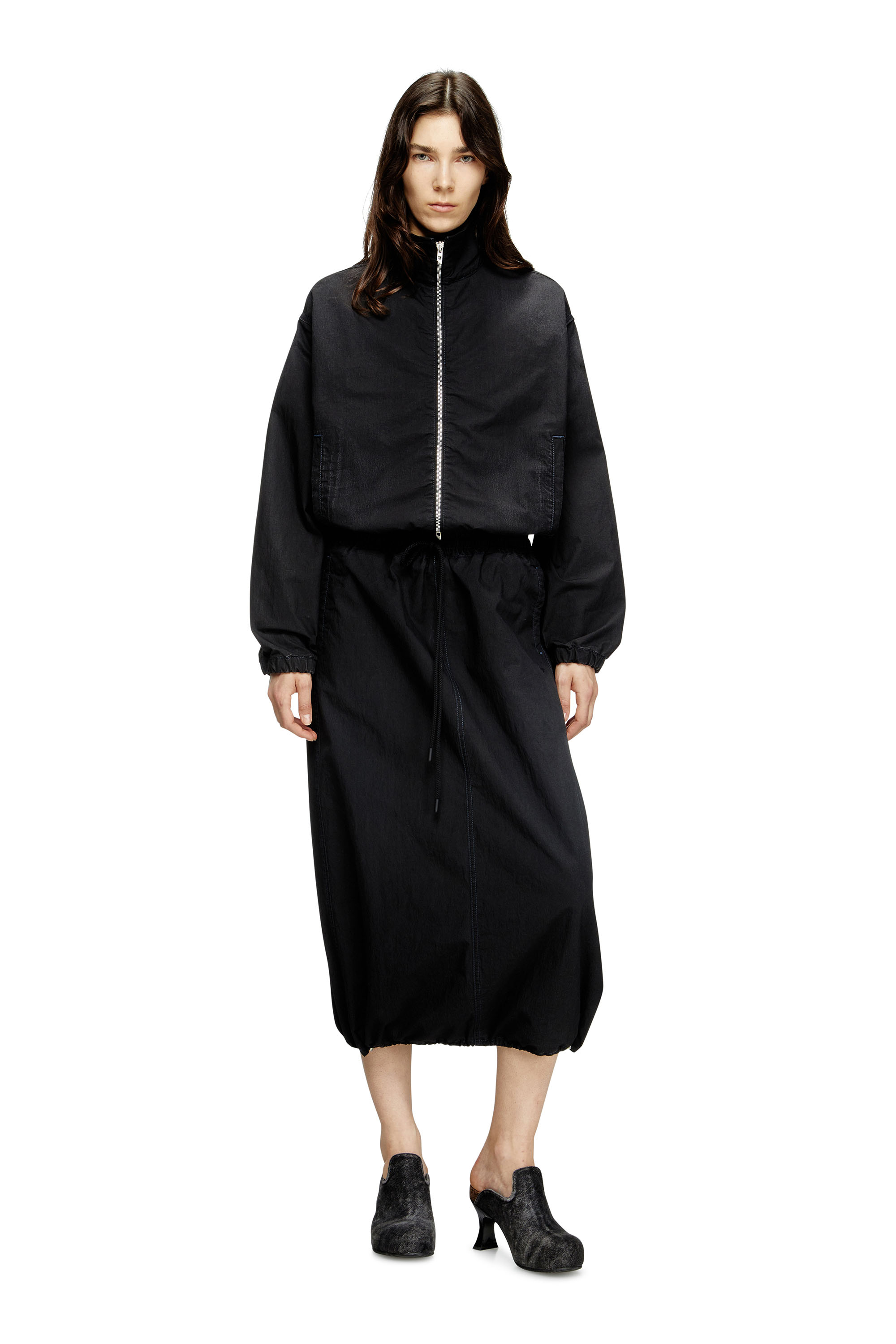 DE-OREN-C JOGG, Black Diesel - DE-OREN-C JOGG, Woman's Midi skirt in technical JoggJeans in Black - 1