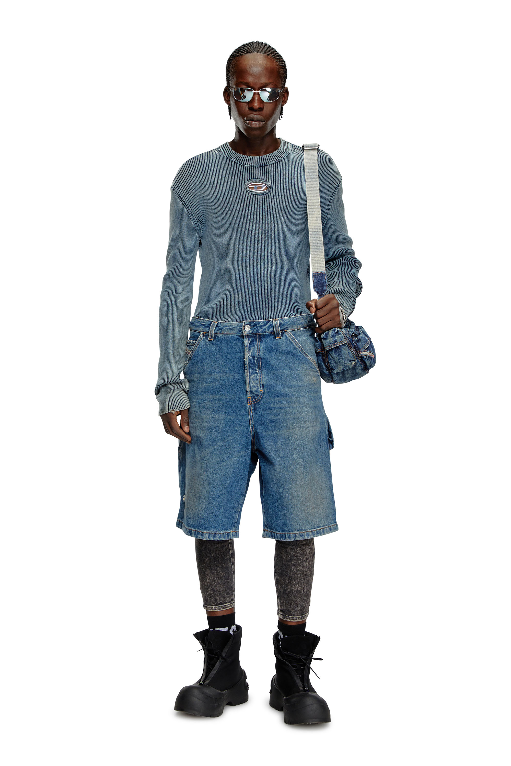 K-DARIN-A, Blue Diesel - K-DARIN-A, Man's Cut-out jumper with Oval D in Blue - 1