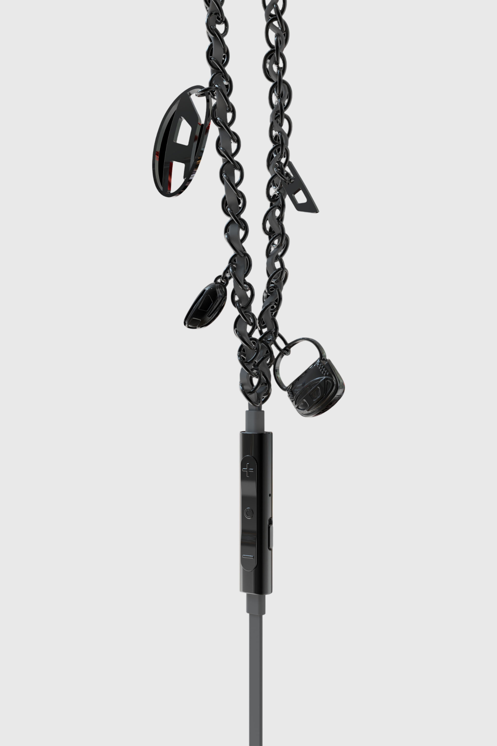Diesel - 60686 WIRED EARBUDS WIRED EARBUDS, Unisex's Black wired earbuds and charms in Black - 3