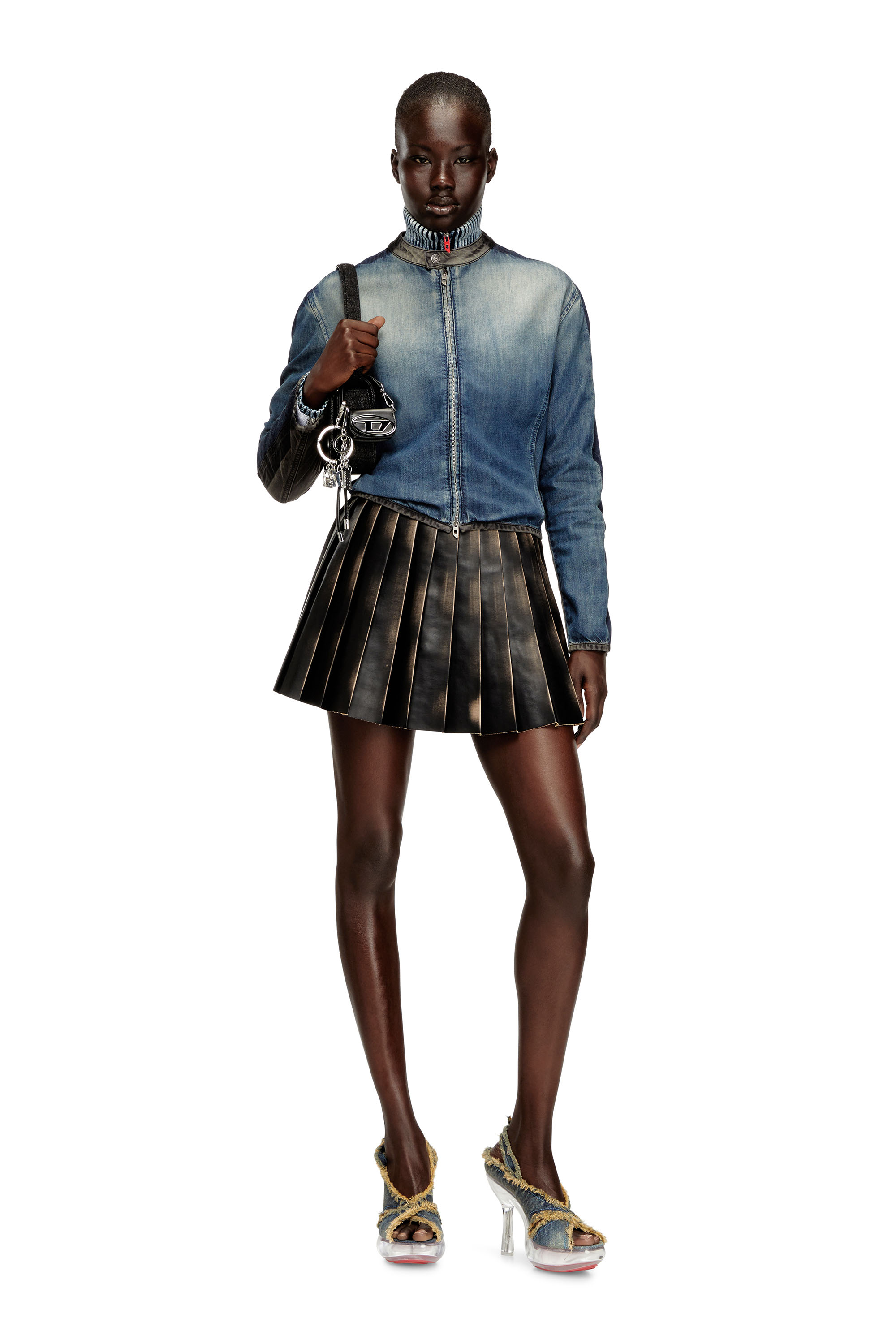 Diesel - O-SAKA-MINI, Woman's Short pleated skirt with distressed effect in null - 1