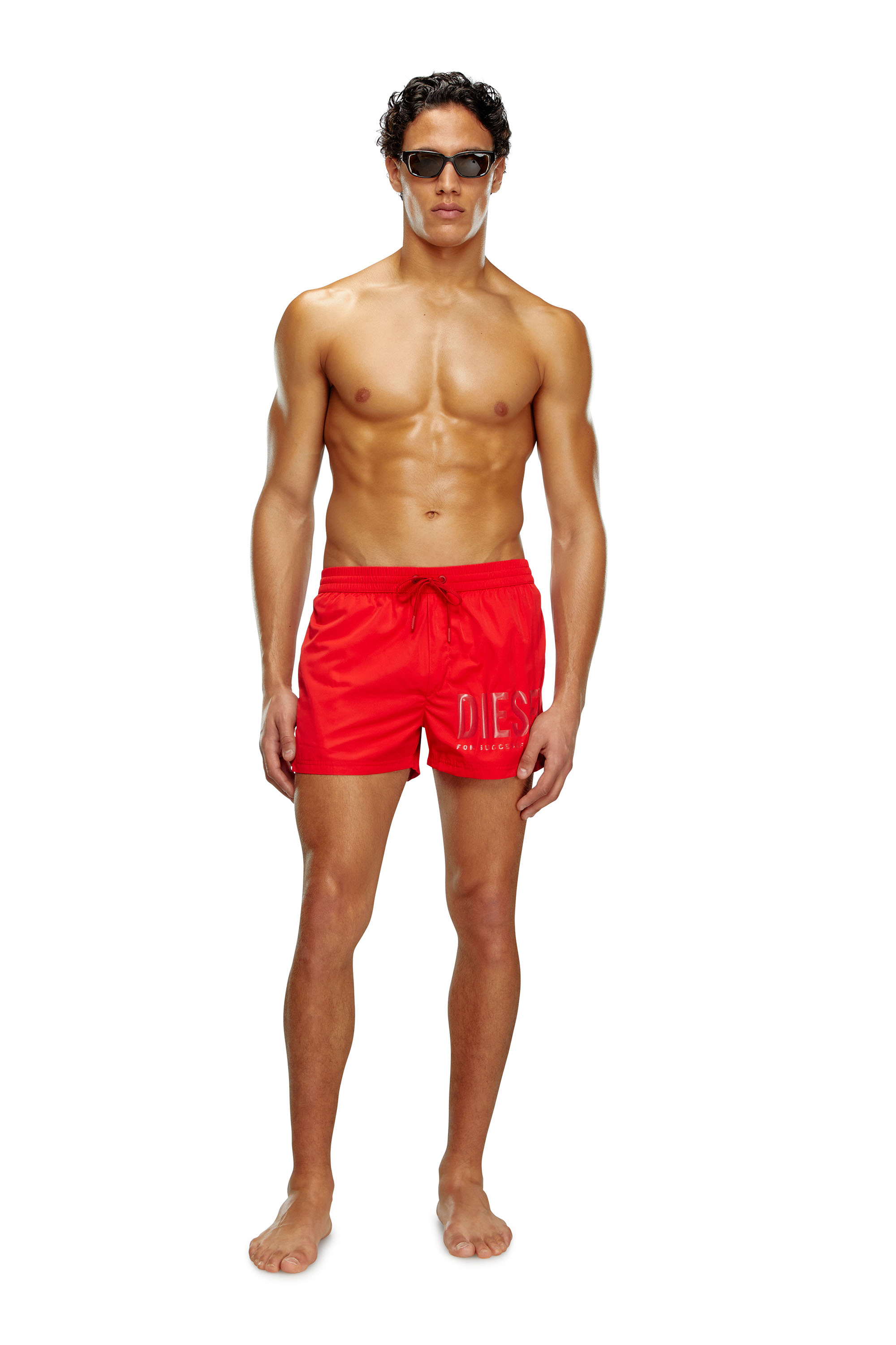 Diesel - BMBX-MARIO-34, Man Swim shorts with tonal logo in Red - Image 1