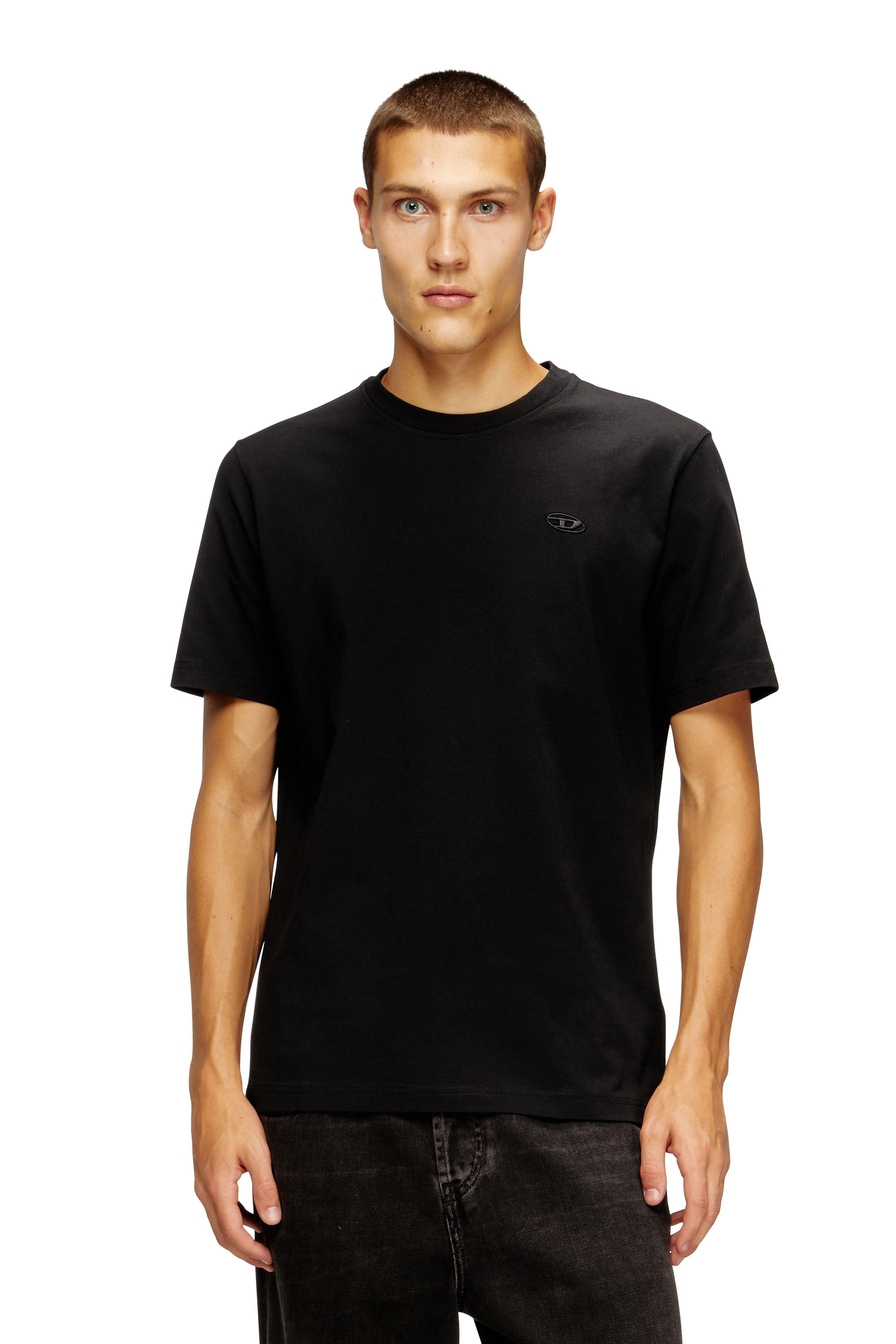 Diesel - T-ADJUST-T10, Man's Cotton t-shirt with graphic print on back in Black - 1