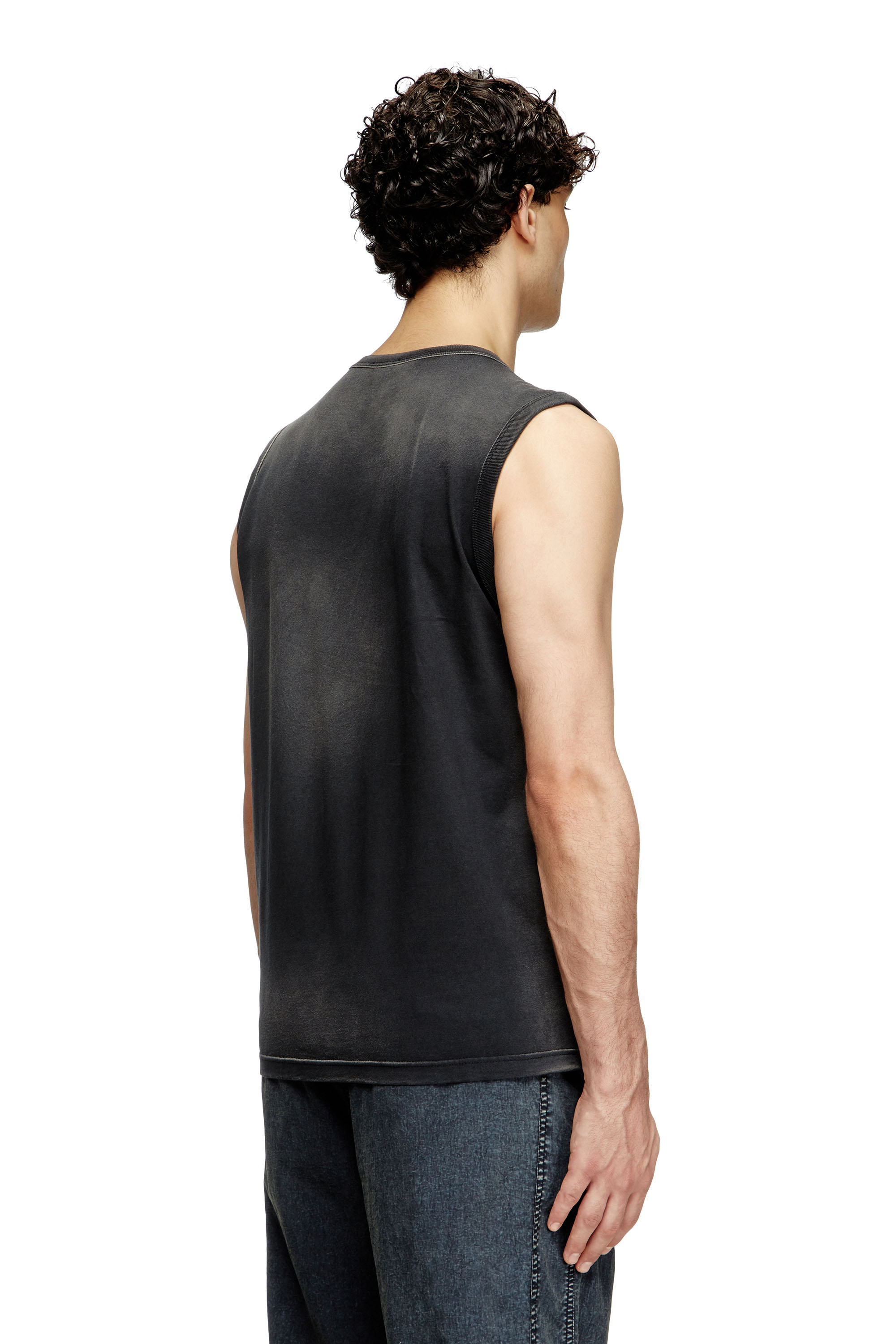 Diesel - T-BRICO-NEW, Man's Faded tank top with cut-out Oval D in Black - 4