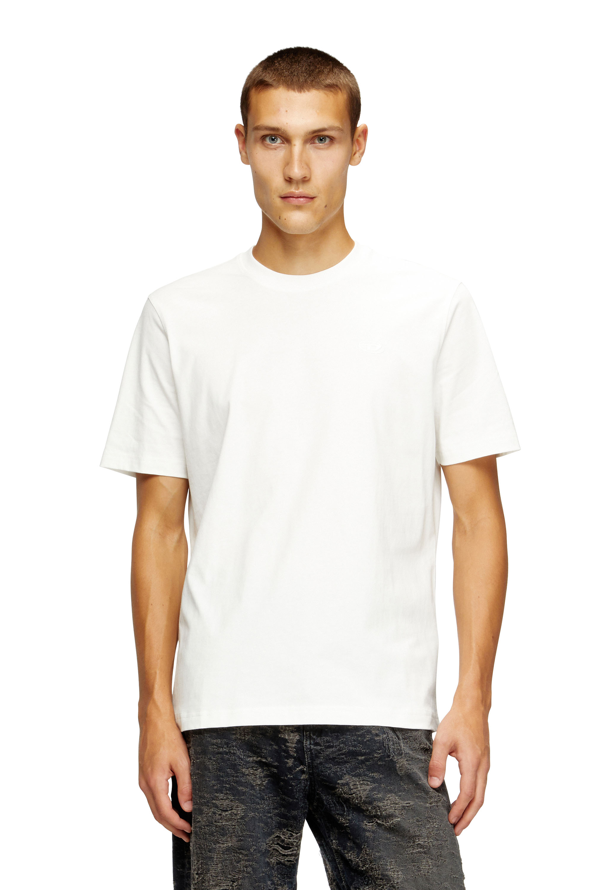 Diesel - T-ADJUST-T10, Man's Cotton t-shirt with graphic print on back in White - 1