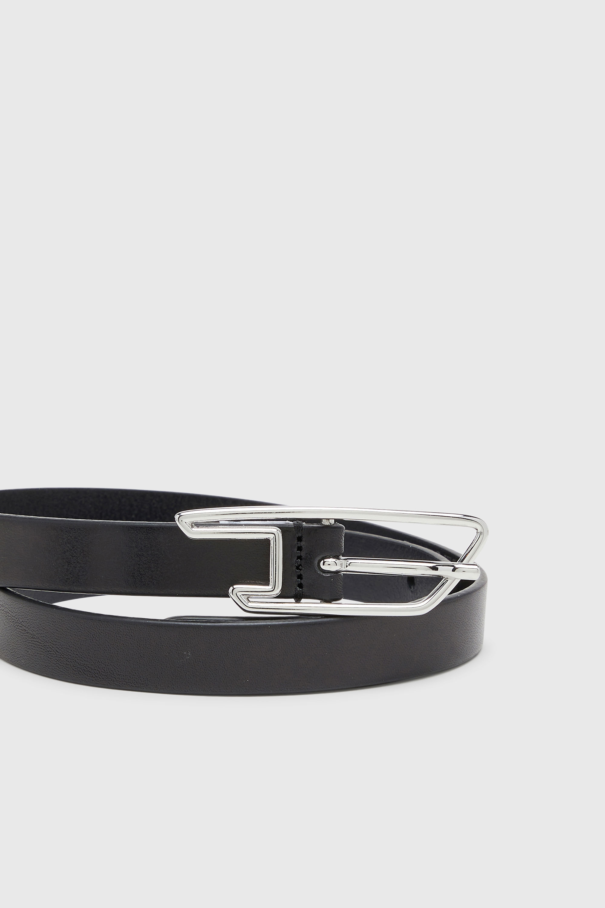 Diesel - B-D LINE W 20, Woman's 2cm belt in pull-up leather with D buckle in Black - 3