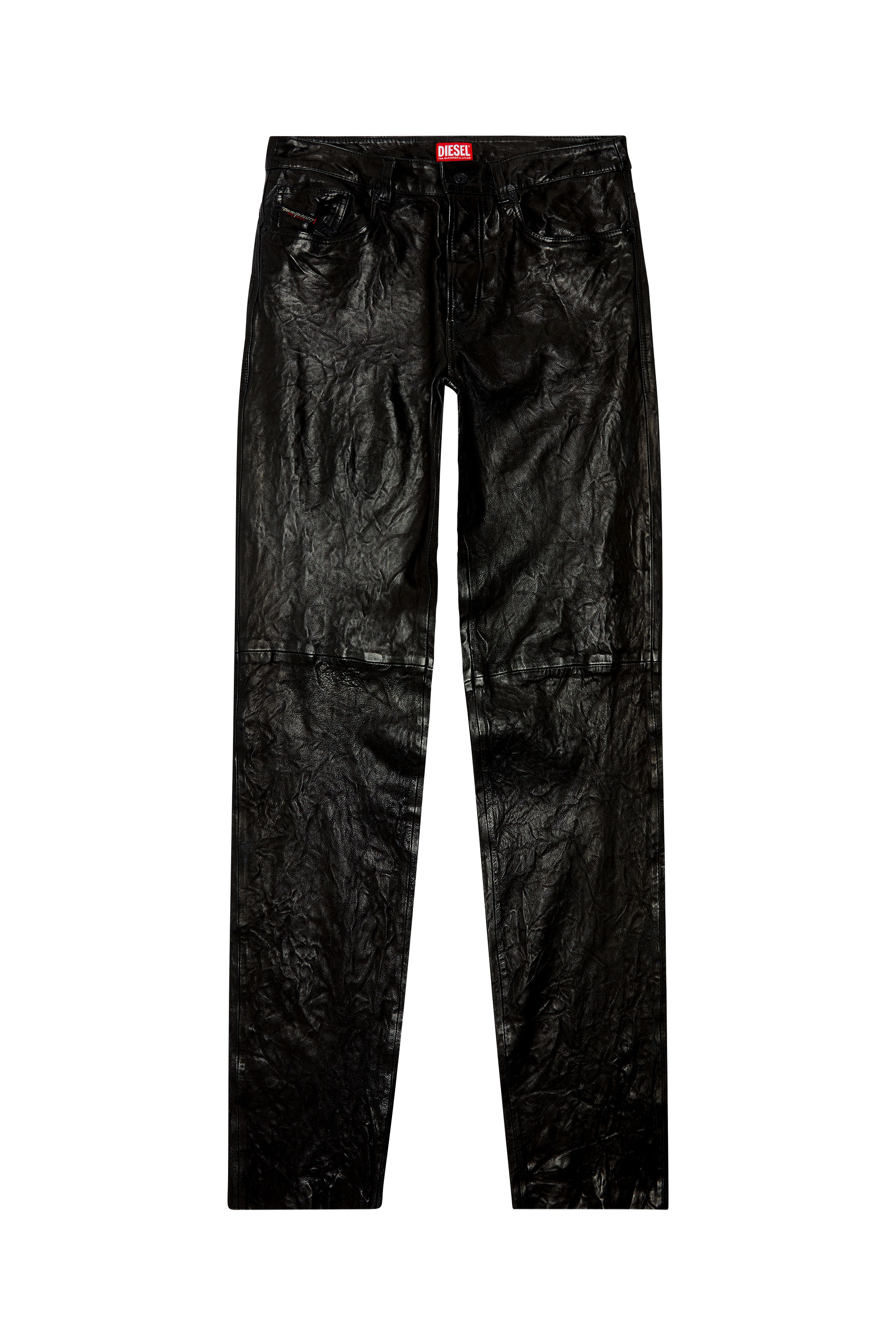 Diesel - P-MACS-LTH, Man Textured waxed-leather pants in Black - Image 5