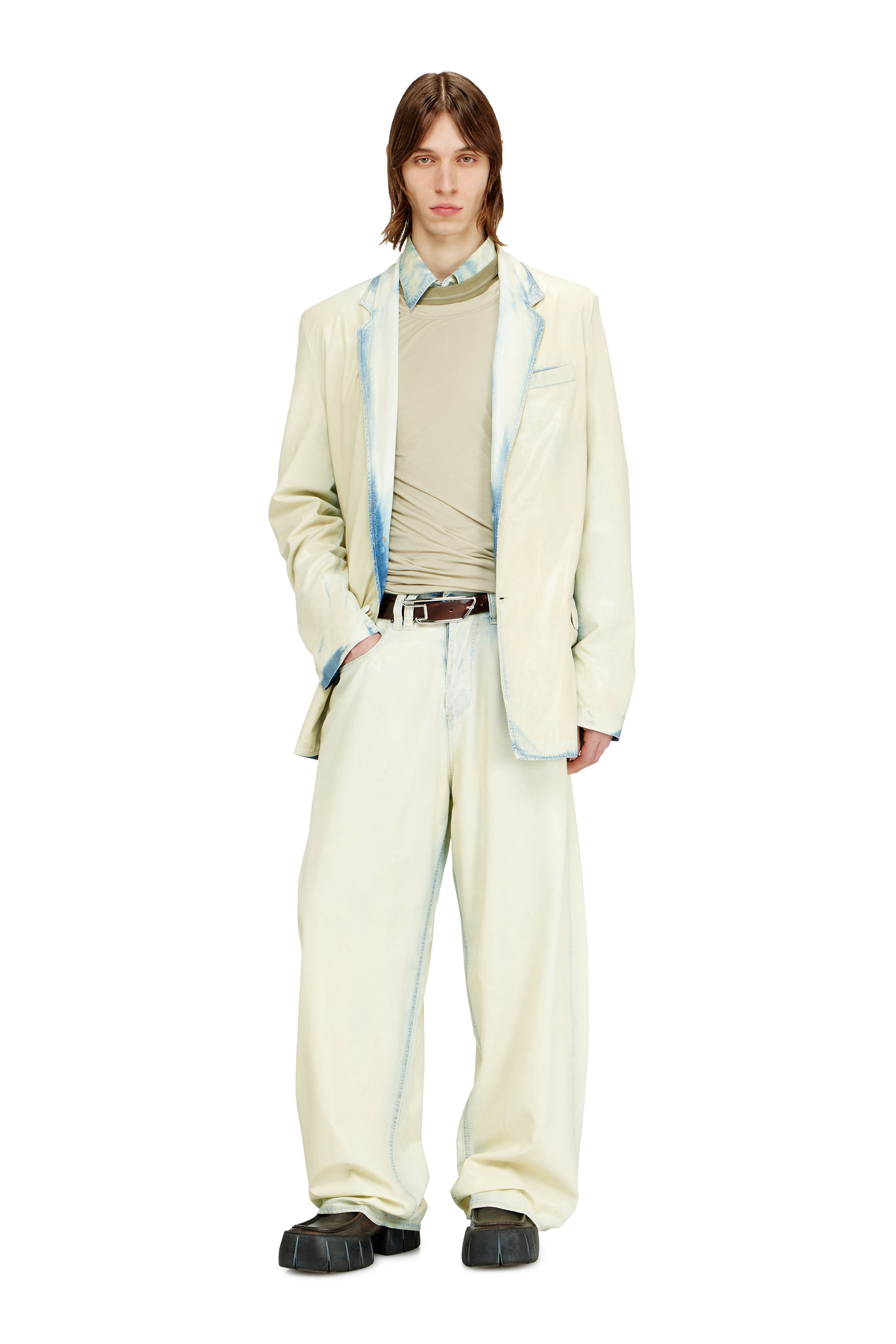 Diesel - D-NIVALE-FSI, Man's Blazer in fluid X-Ray bleach denim in Light Blue - 1