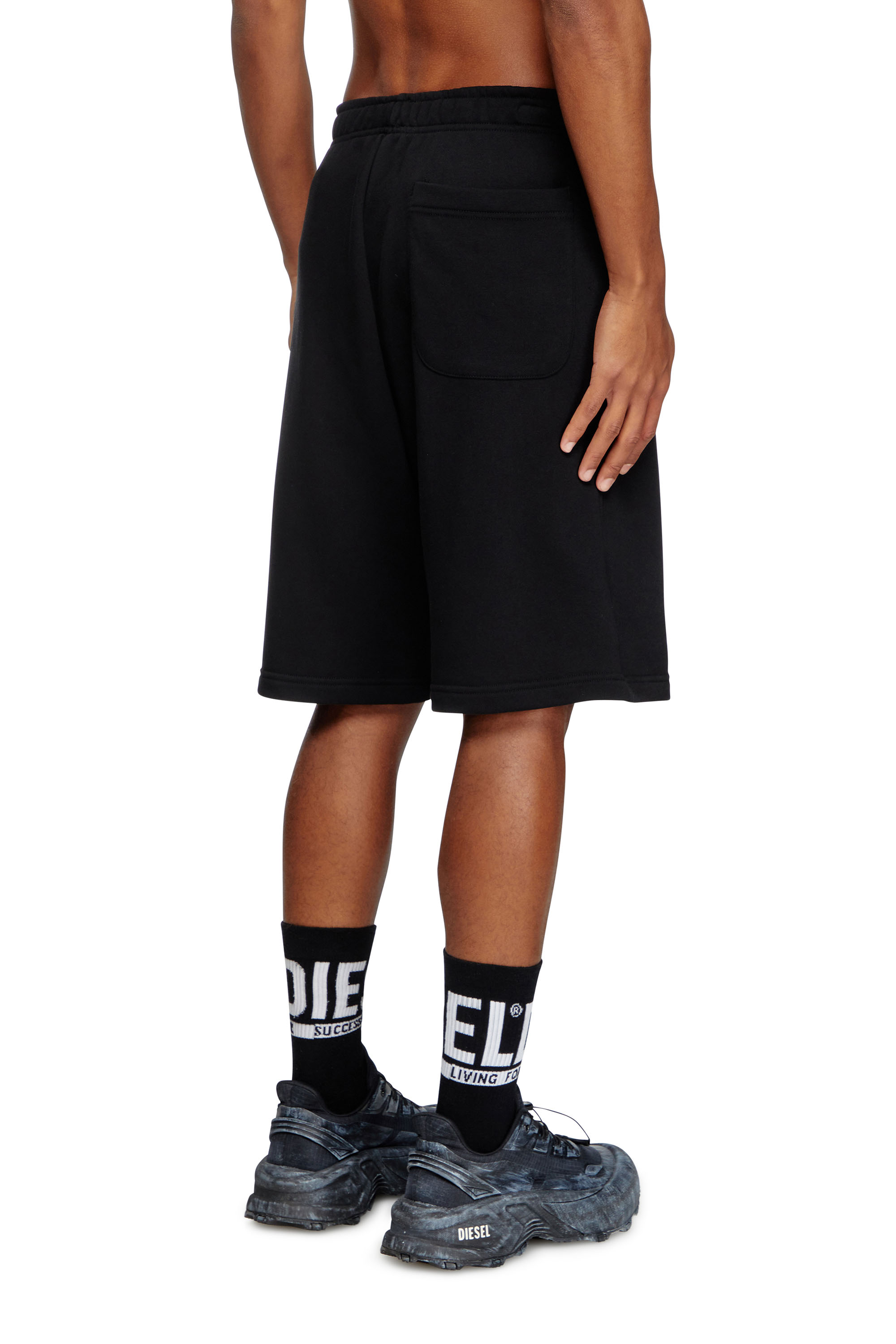 Diesel - P-MARSHY-OD, Man's Sweat shorts with silver Oval D in Black - 4