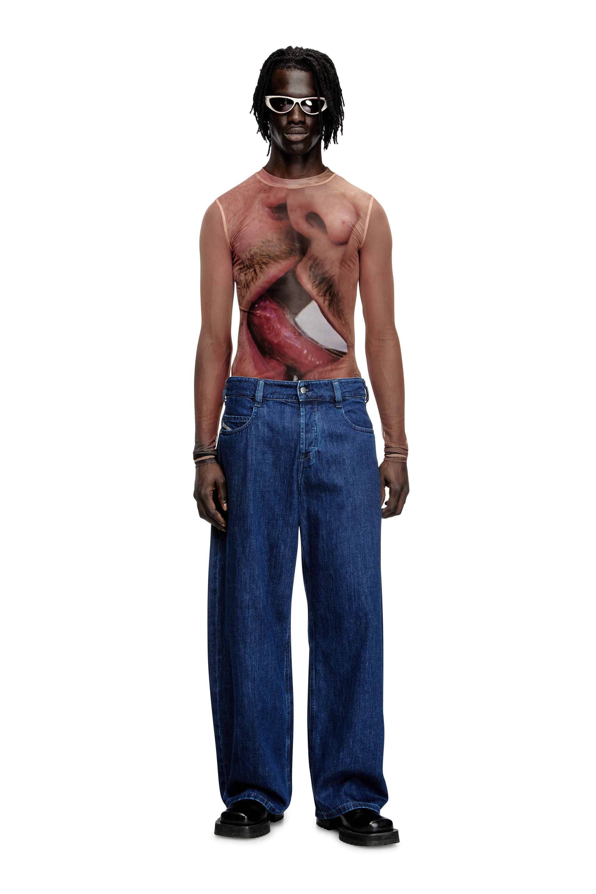 Diesel - PR-T-SIELAR-TOM25-1, Unisex's Long-sleeve top in printed technical mesh in Pink - 1