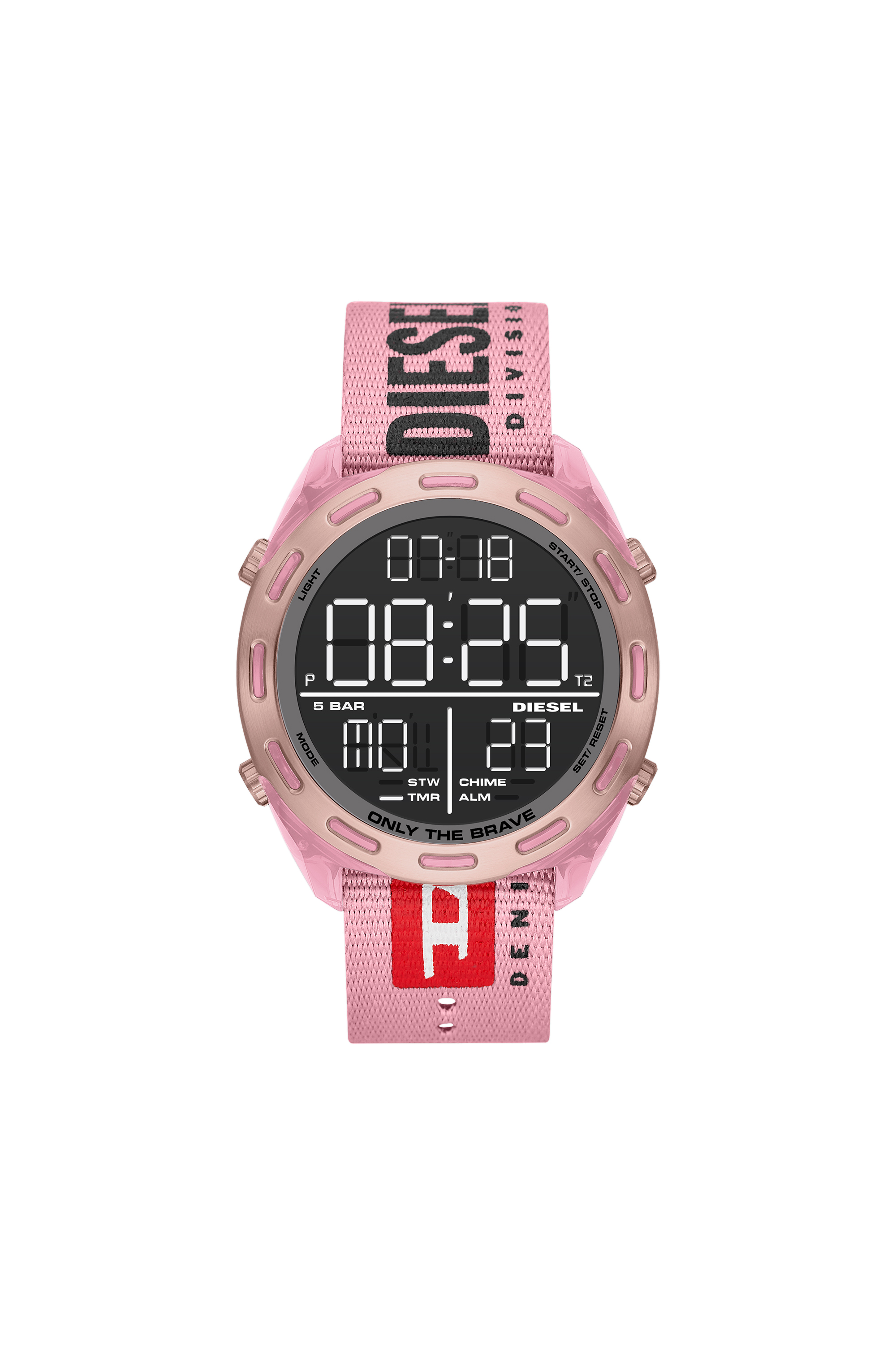 Diesel - DZ1941, Unisex's Crusher digital pink nylon watch in Pink - 1
