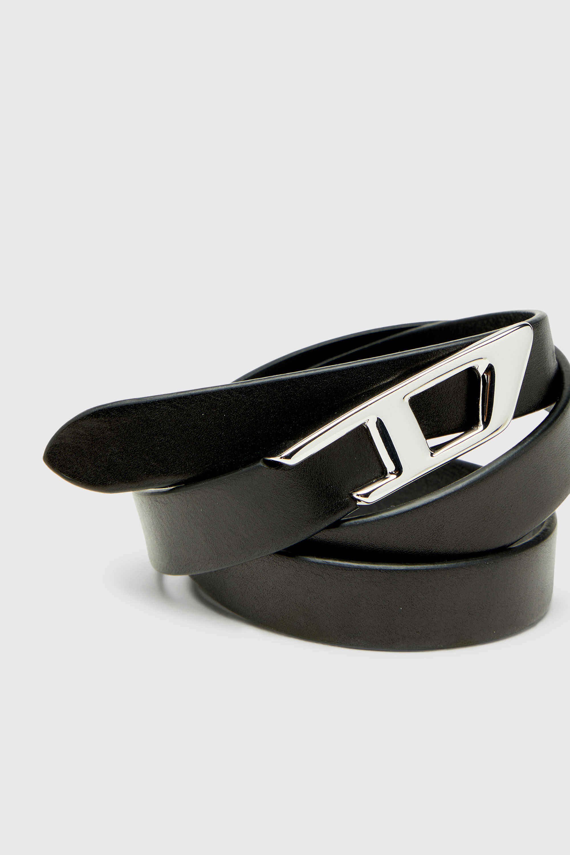 Diesel - B-D LOGO 2.0 20, Woman's 2 cm leather belt with metal D buckle in Black - 3