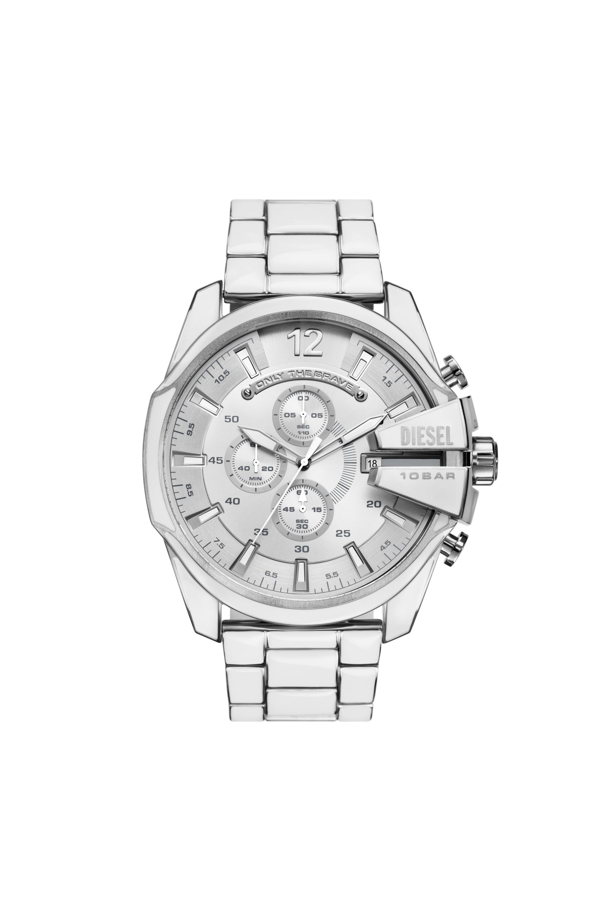 Diesel - DZ4660, Man Mega Chief white and stainless steel watch in Silver - Image 1