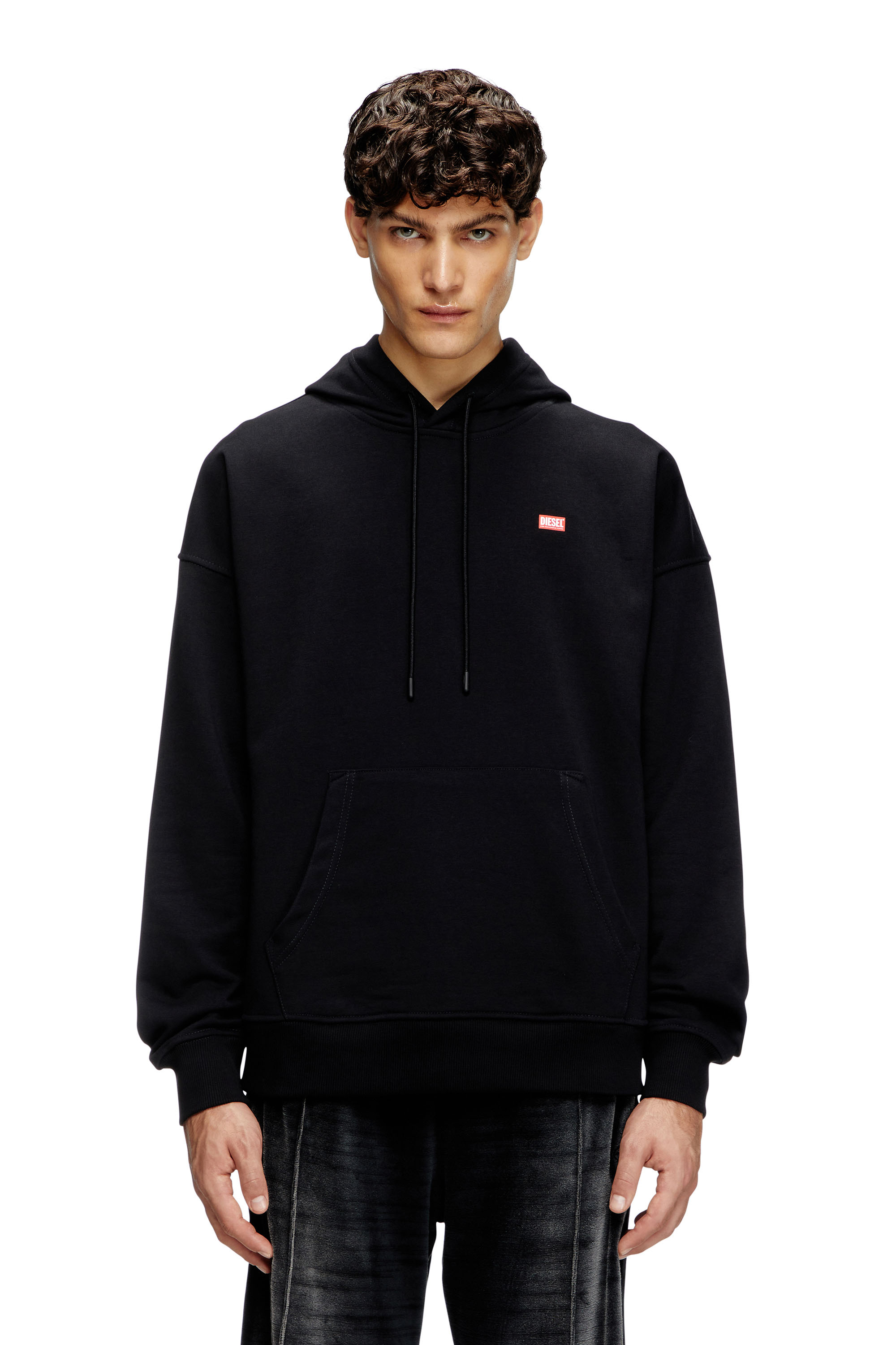 S-ROB-HOOD-R1, Black Diesel - S-ROB-HOOD-R1, Man's Hoodie with small logo in Black - 3