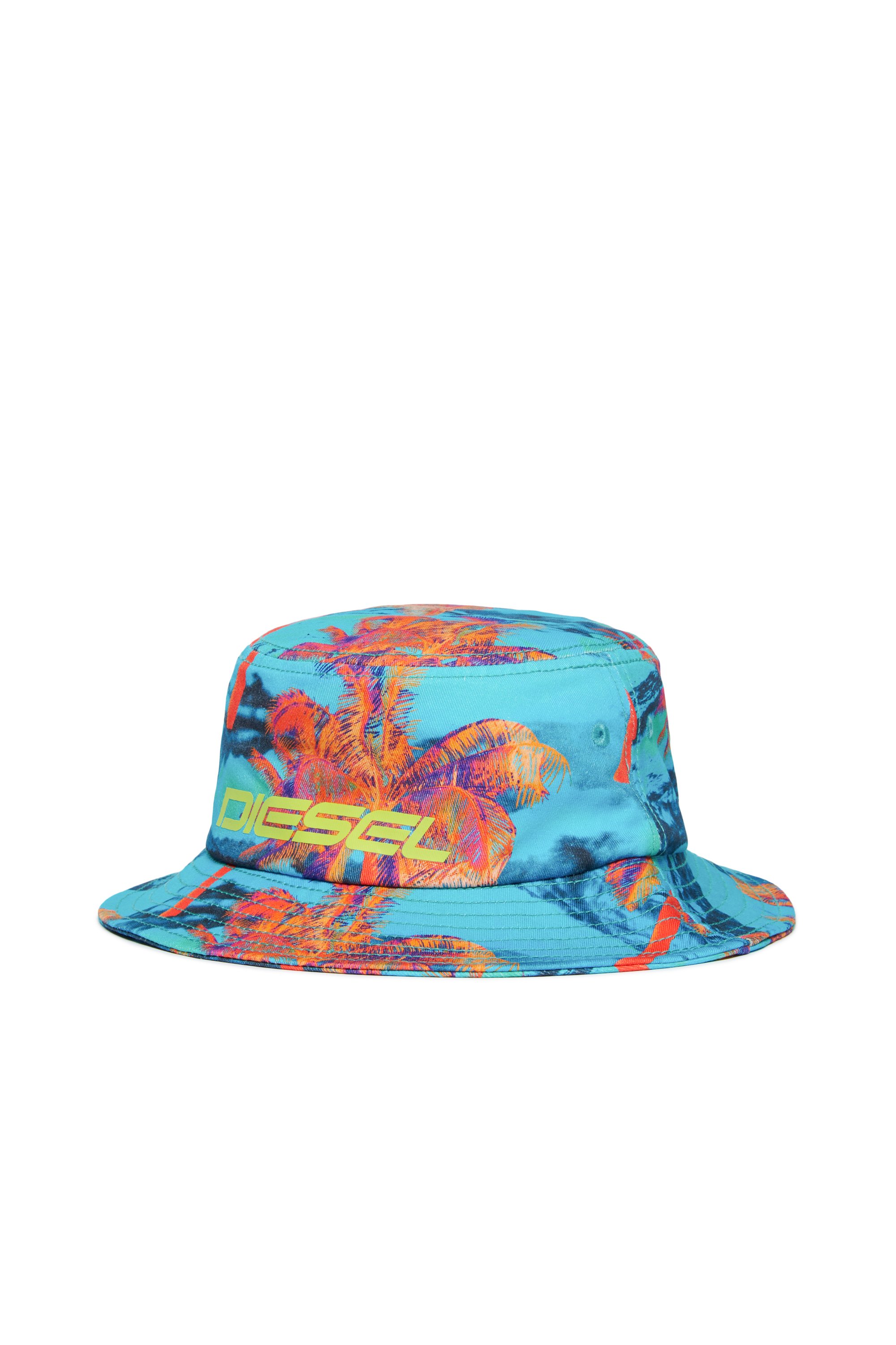 Diesel - FRING, Unisex's Bucket hat with palm tree print in Multicolor/Blue - 1