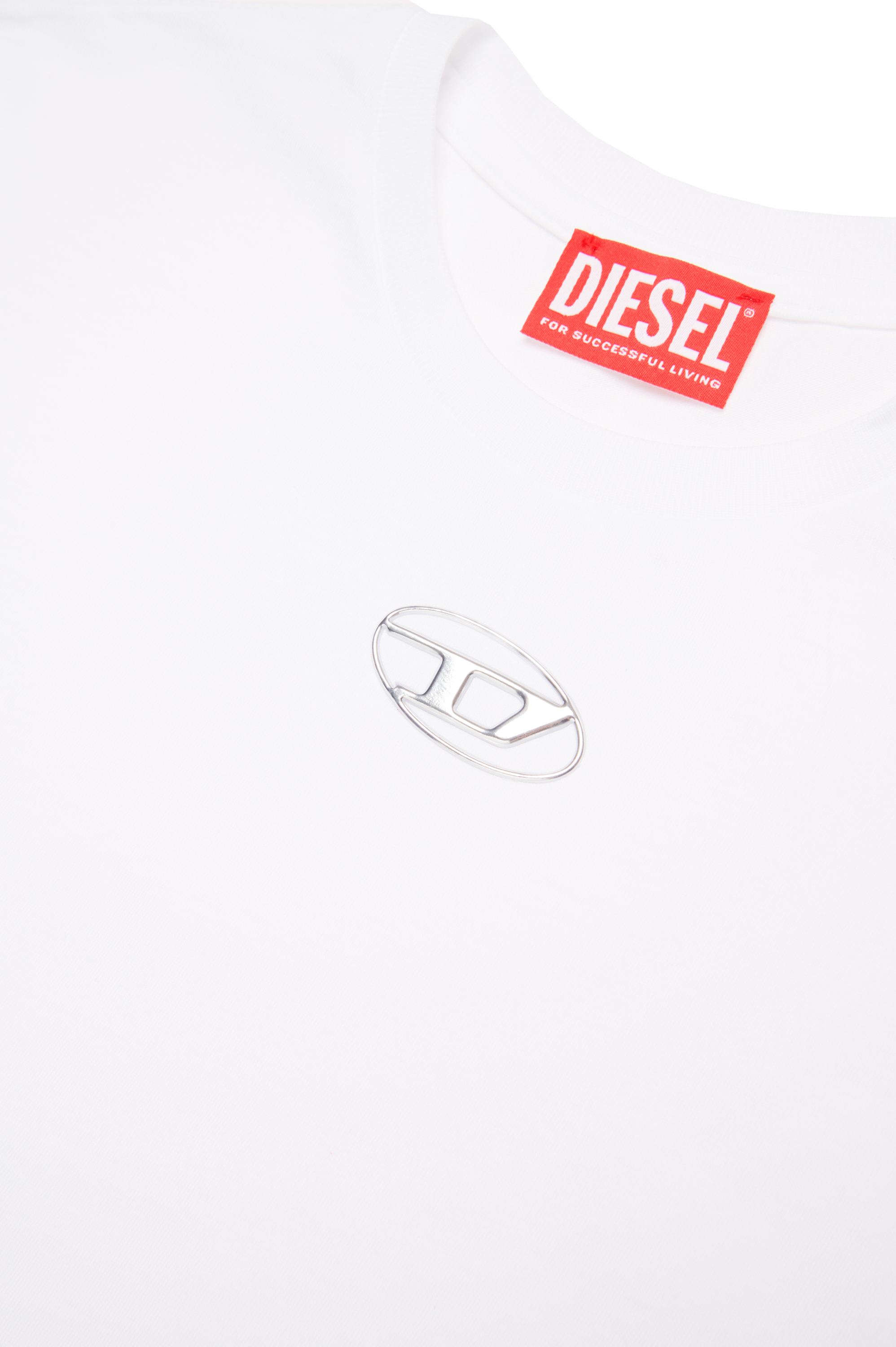 Diesel - TMARCUS OVER, Man's T-shirt with metallic Oval D in White - 4