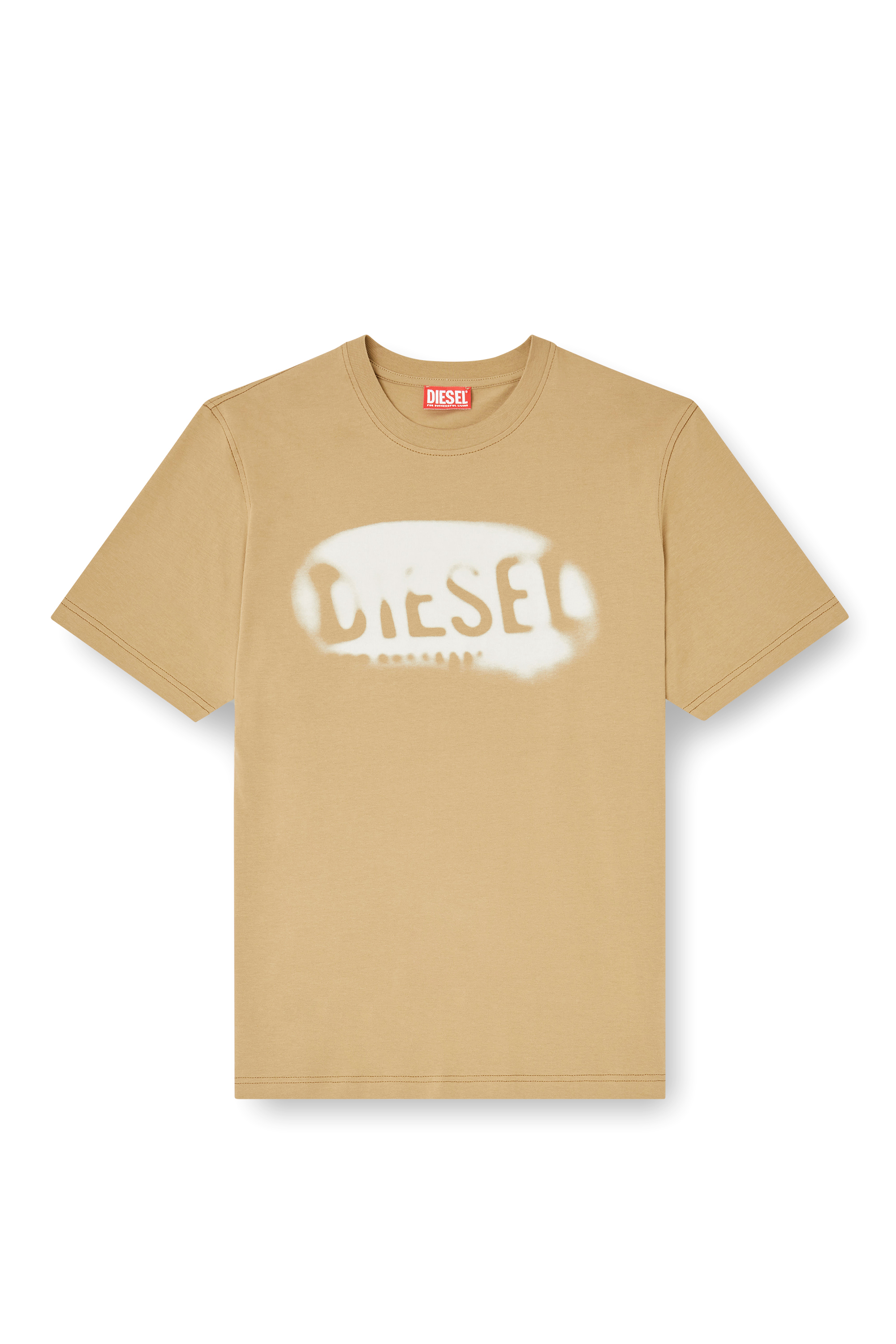 Diesel - T-ADJUST-V2, Man's Light cotton T-shirt with faded logo in Beige - 5