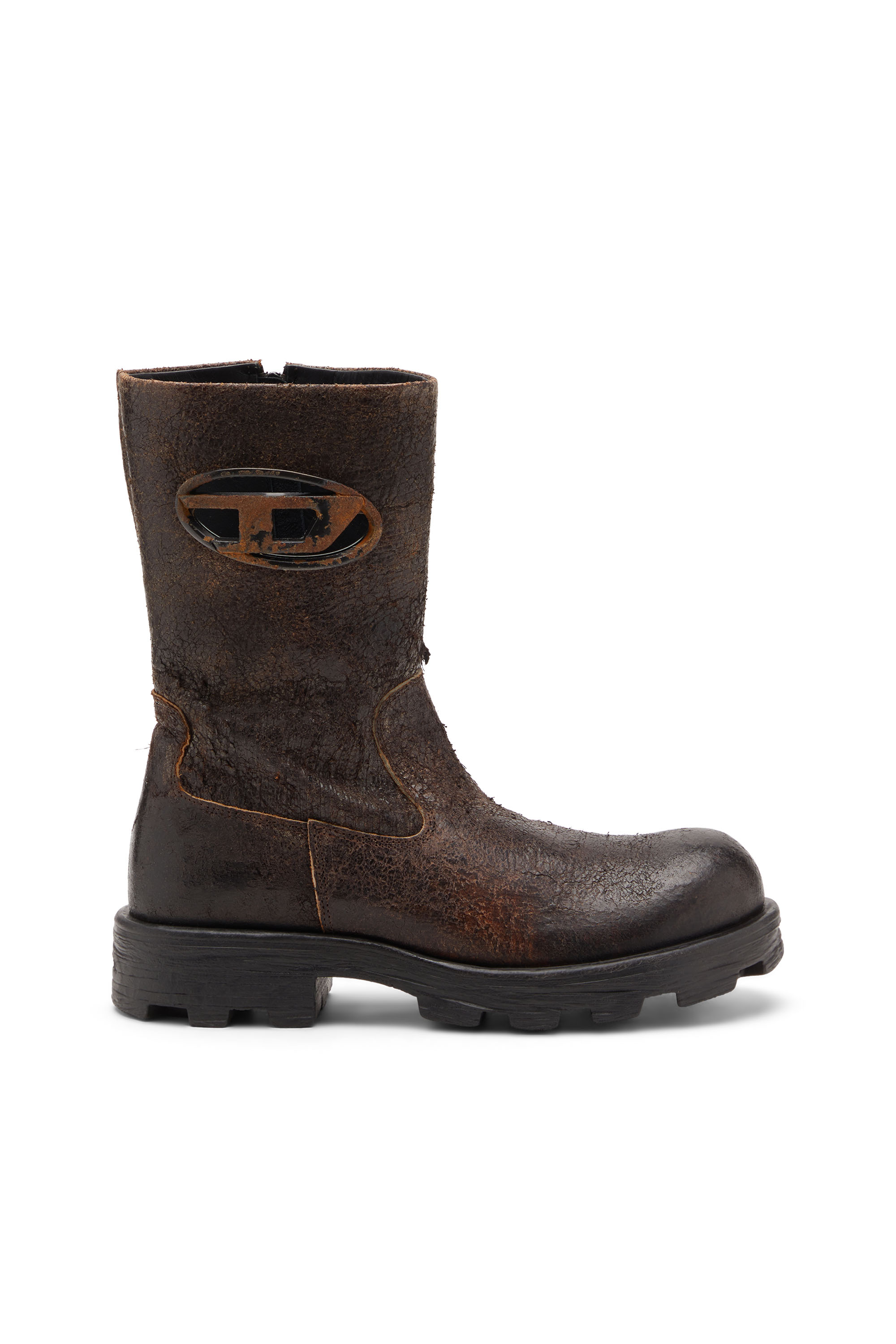 D-HAMMER BKR D W, Brown Diesel - D-HAMMER BKR D W, Woman's D-Hammer-Biker boots in distressed crackled suede in Brown - 1