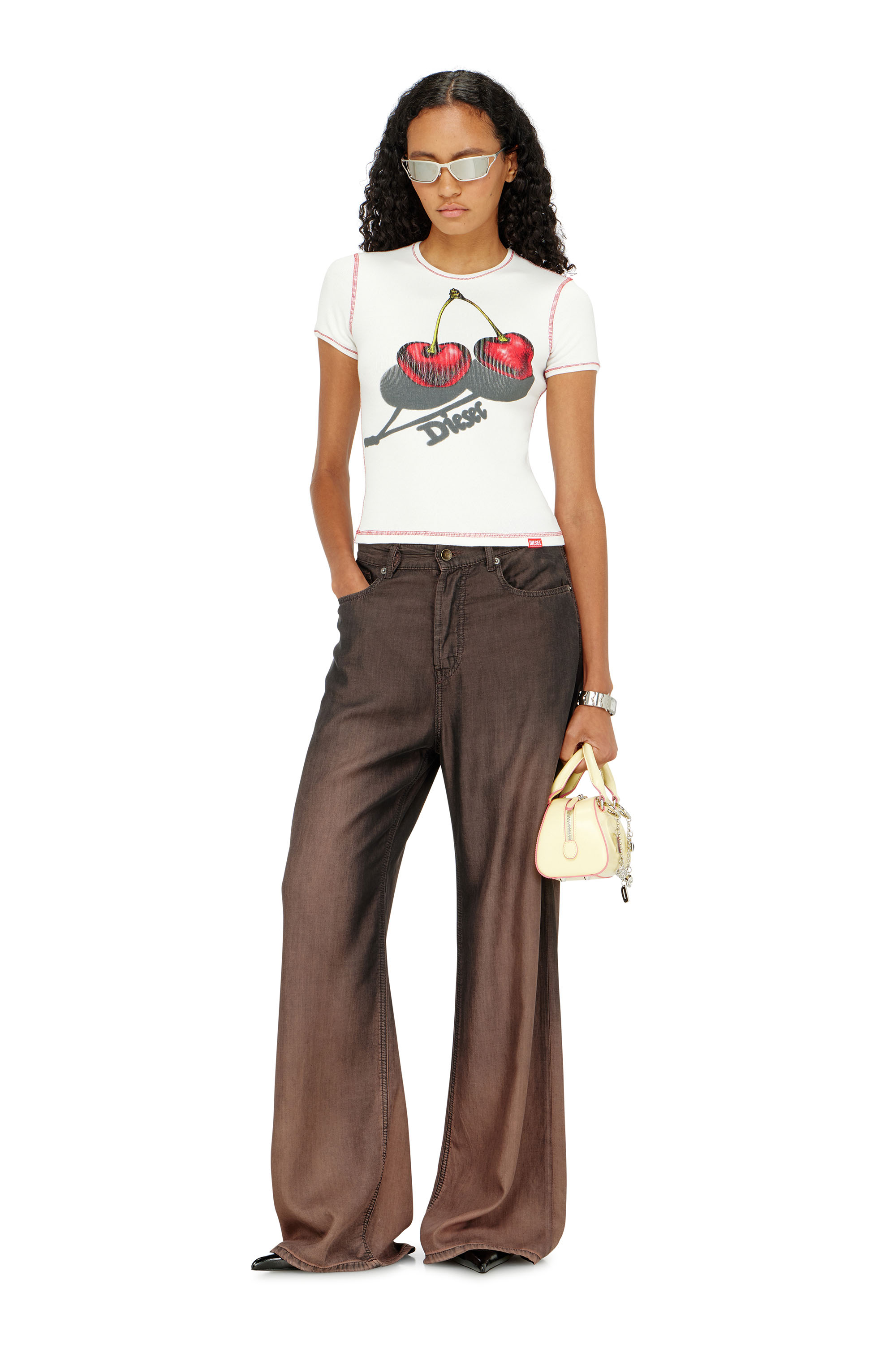 Diesel - SV-T-ELE-CHER, Woman's Slim cotton T-shirt with cherry print in White - 2
