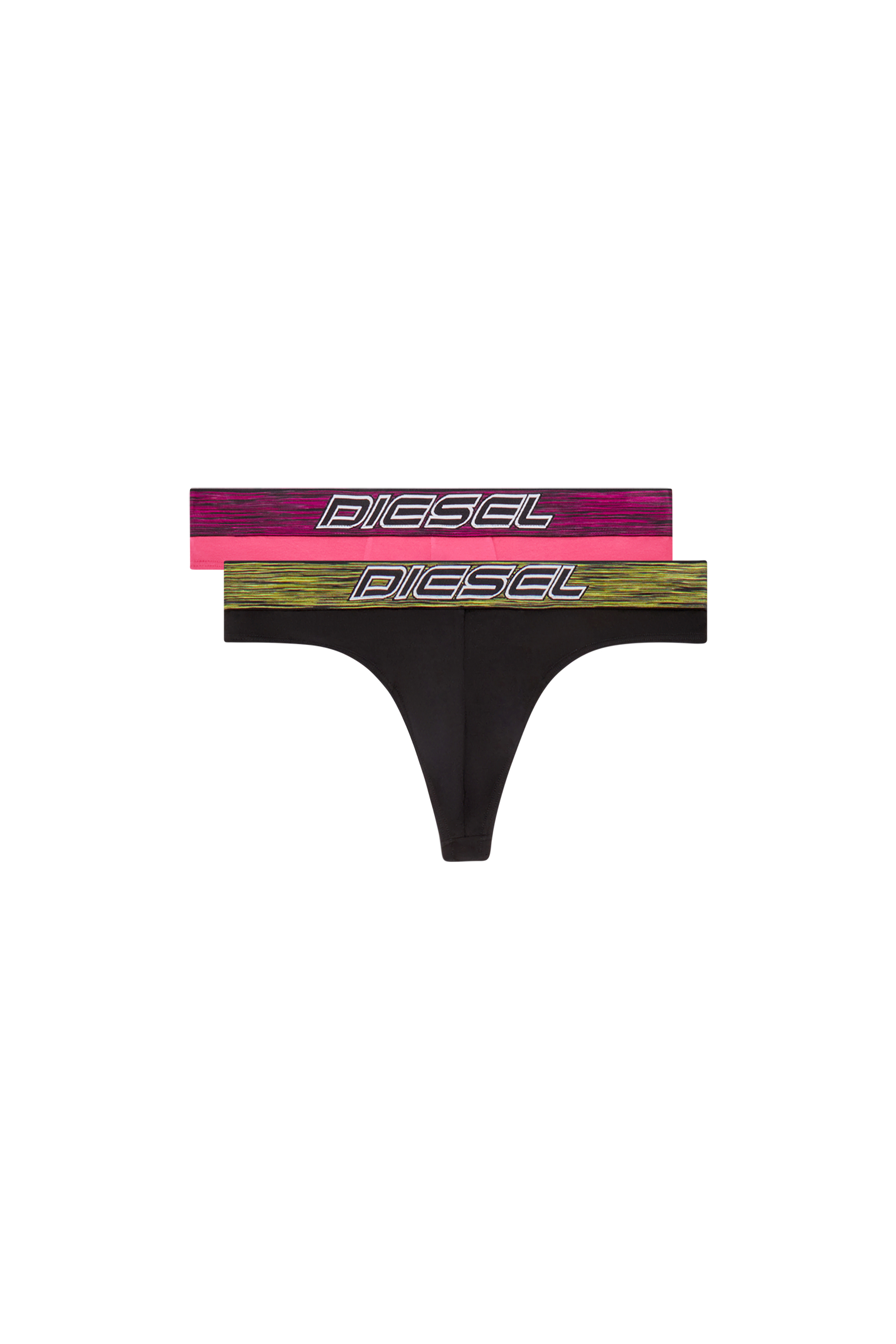 Diesel - UMBR-STRINGTWOPACK, Man's Two-pack spaced-dyed thongs in Black/Pink - 2