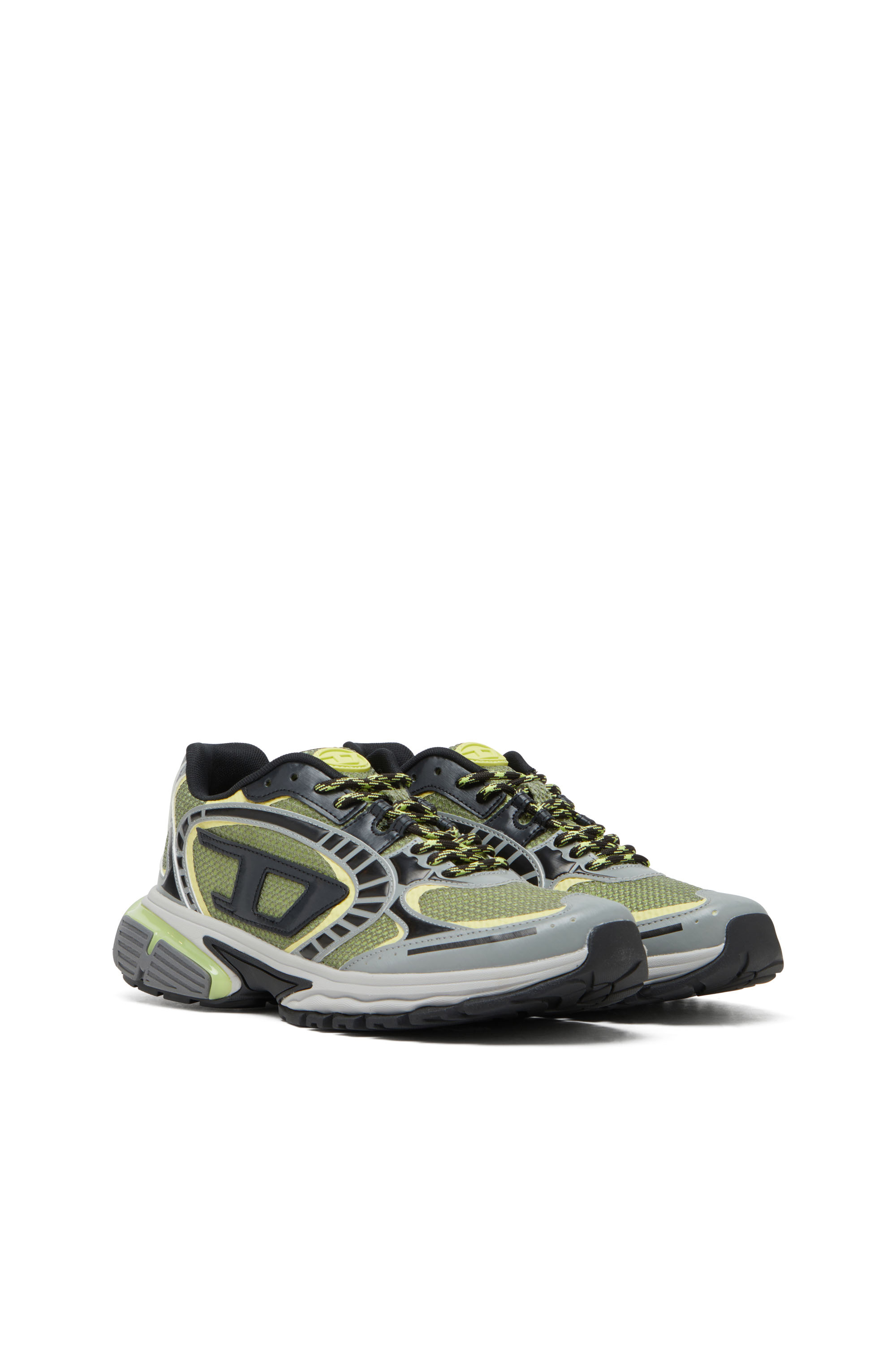 Diesel - S-PRO-V-DENSE LOW, Man's Mesh sneakers with Oval D logo in Grey/Green - 2