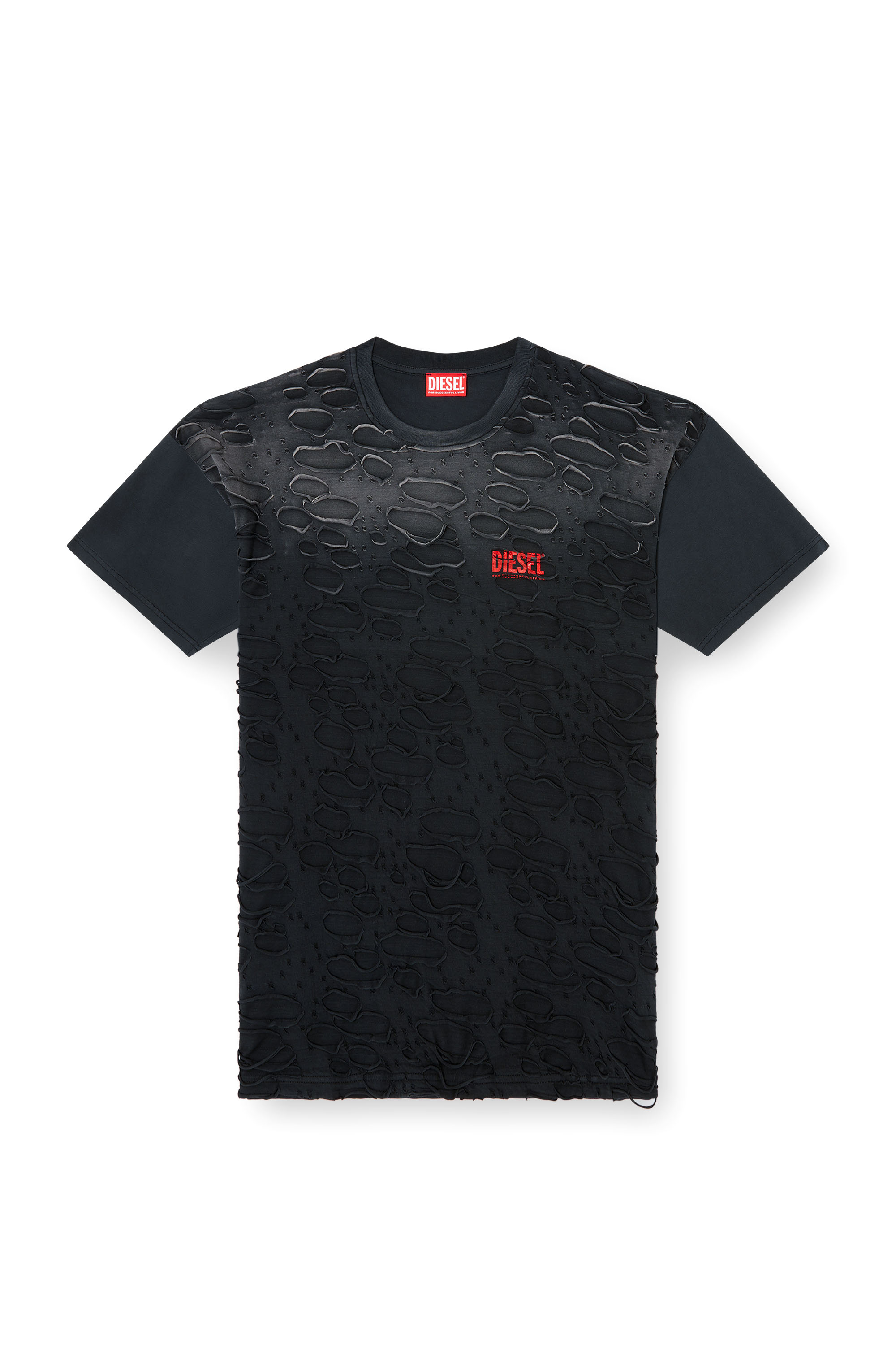 Diesel - T-BOXT-R29, Man's T-shirt with hole detail in Black - 3