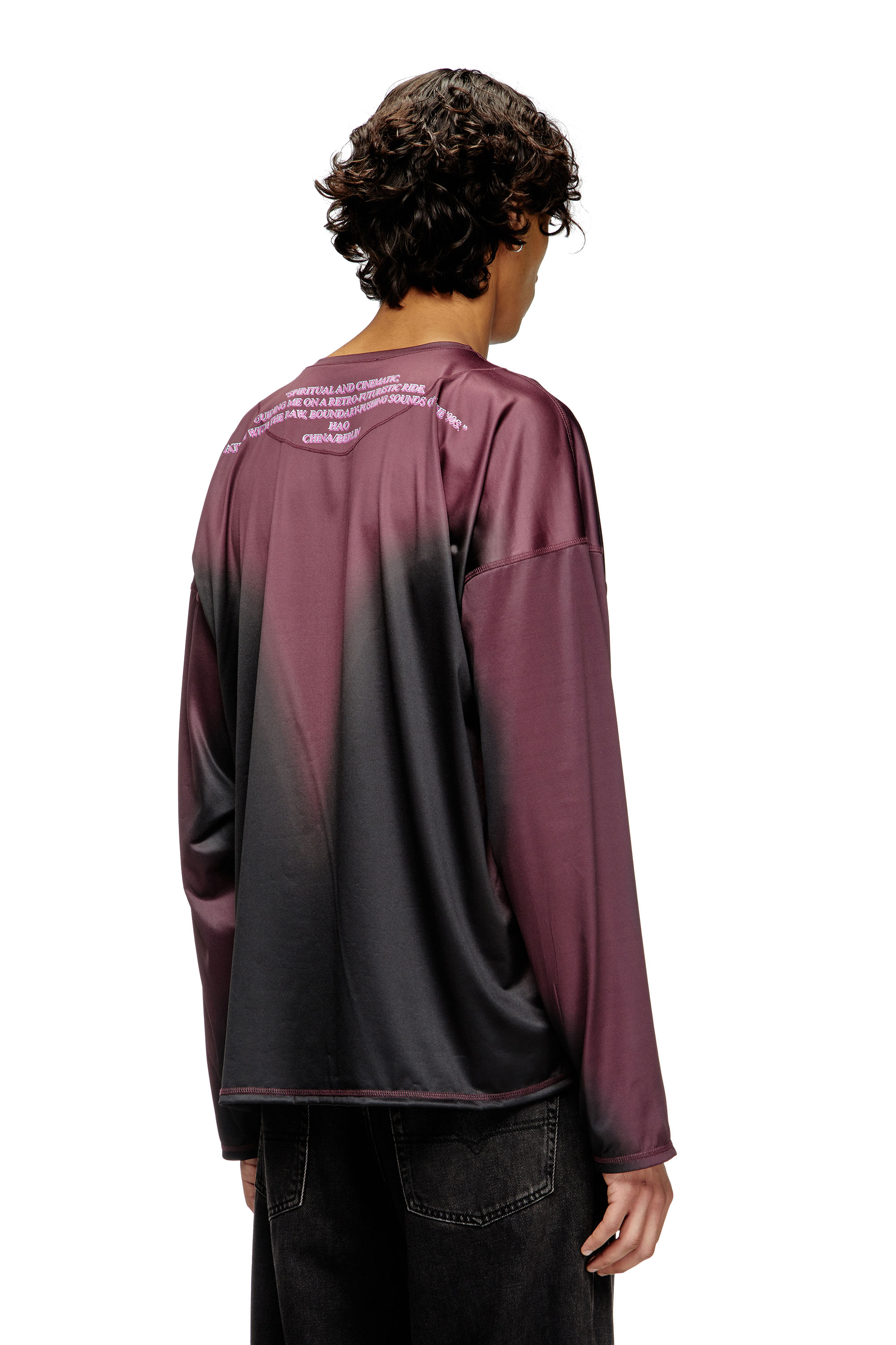 T-OLAVI-AA, Black/Violet Diesel - T-OLAVI-AA, Unisex's Long-sleeve tech-jersey T-shirt with lyrics print in Black/Violet - 4