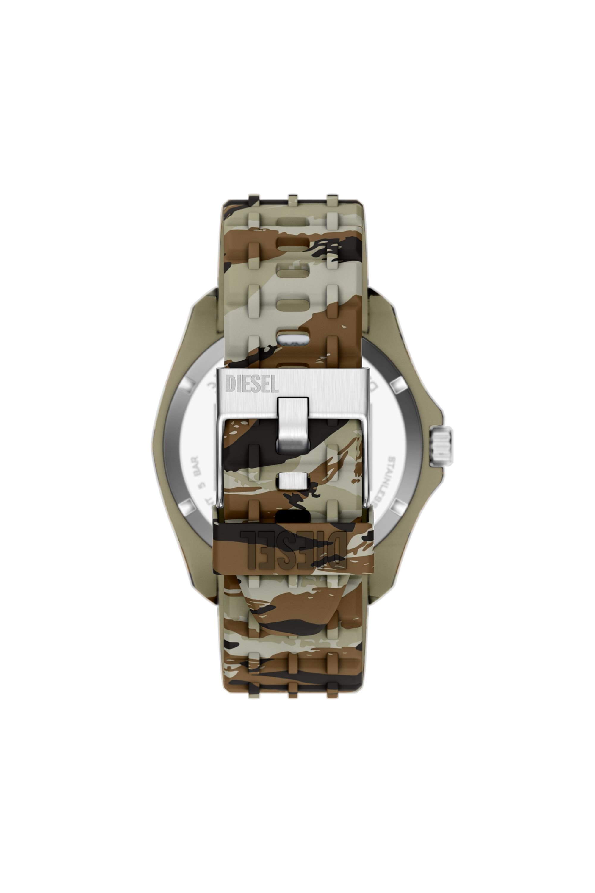 Diesel - DZ2242 WATCH, Man's Stinger camo silicone watch in Brown/Green - 2