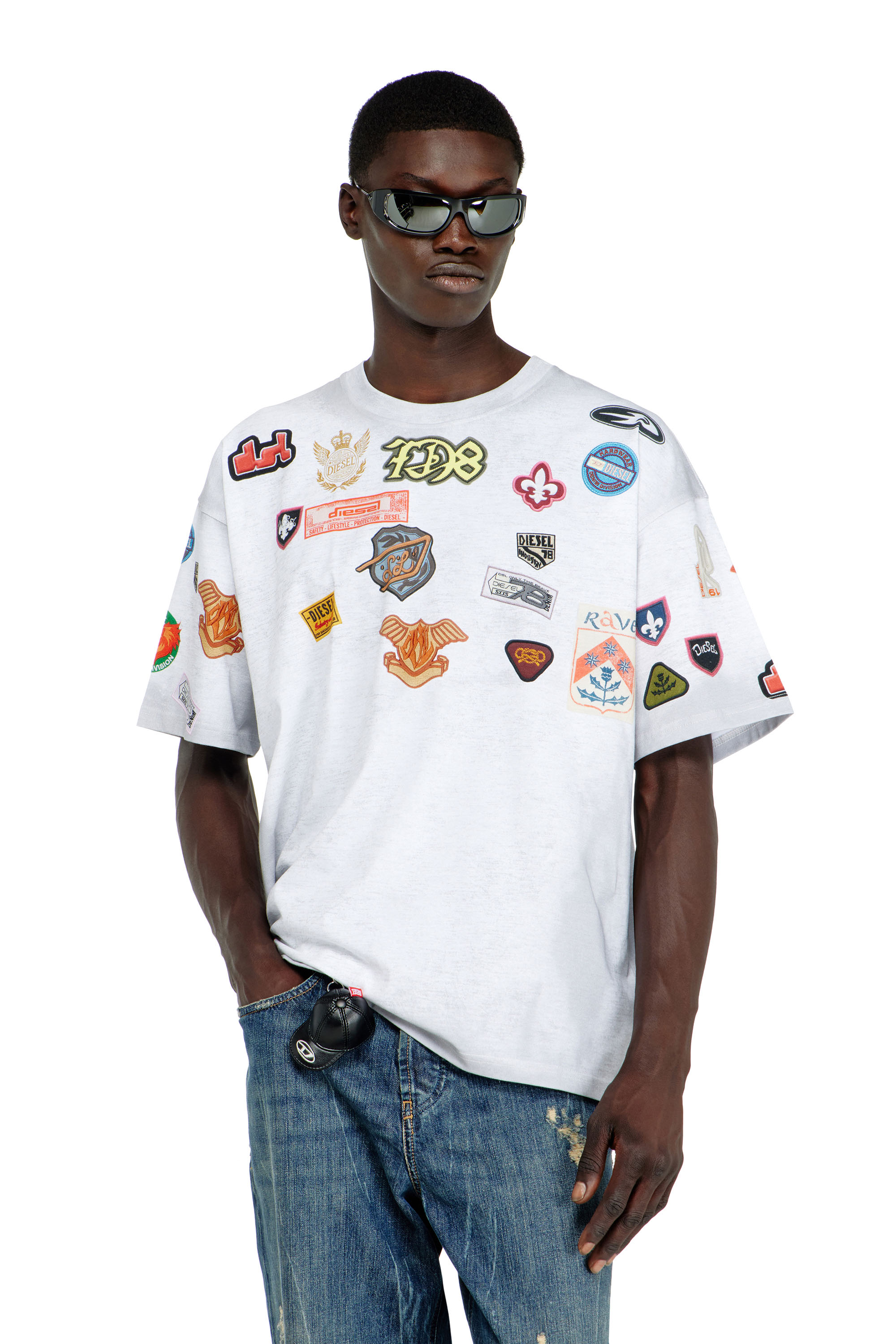 Diesel - T-BOXT-AA6, Man's Cotton T-shirt with all-over patches print in null - 1