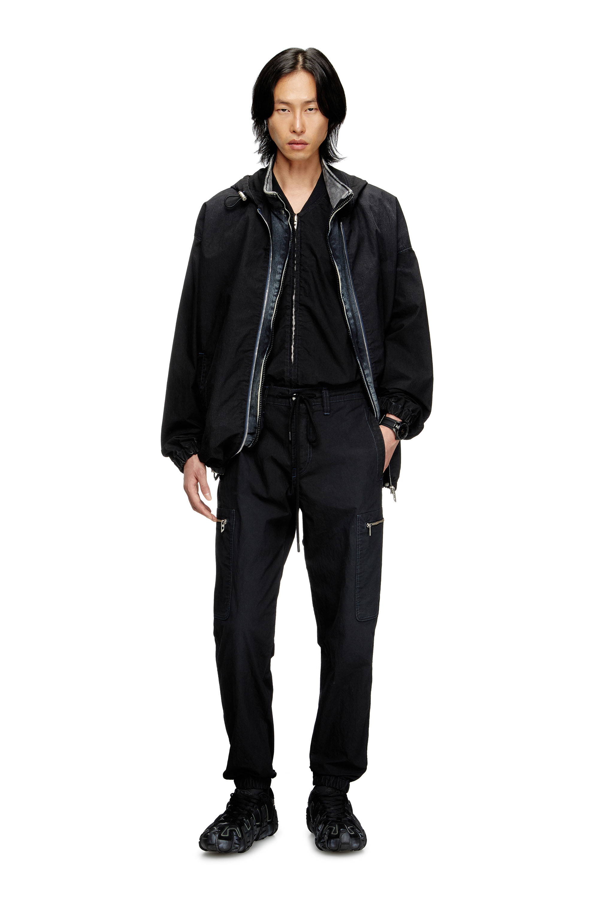 Diesel - S-D-GRIFFE LOW, Man's S-D-Griffe - Nylon sneakers in Black/Blue - 2