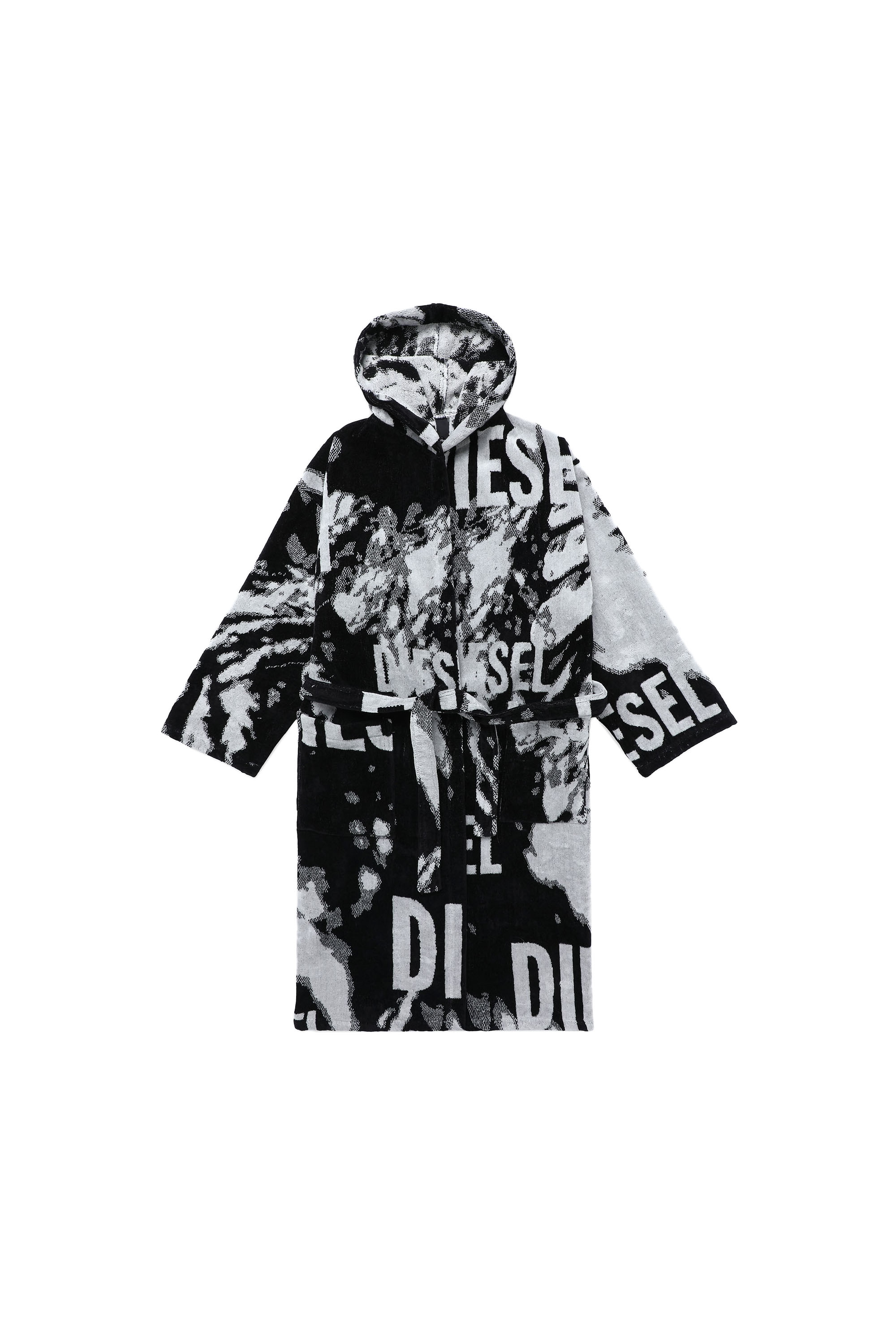 Diesel - 2004362 ACC  FLORASHADOWCAP XXL, Unisex's Bathrobe with hood FLORALSHADOW, XXL in Black - 2