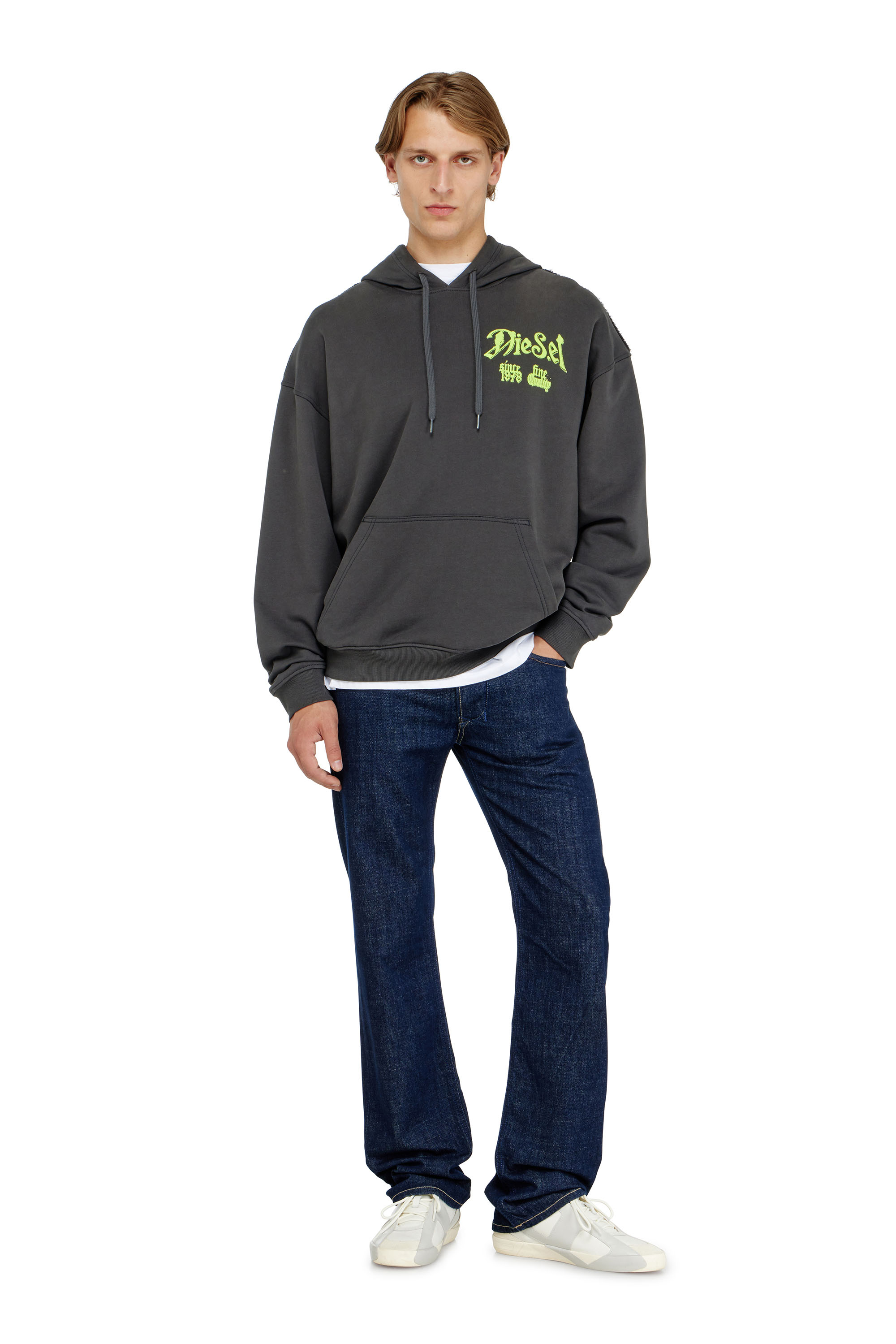 Diesel - S-BOXT-HOOD-AA2, Man's Cotton hoodie with flocked graphics in null - 1